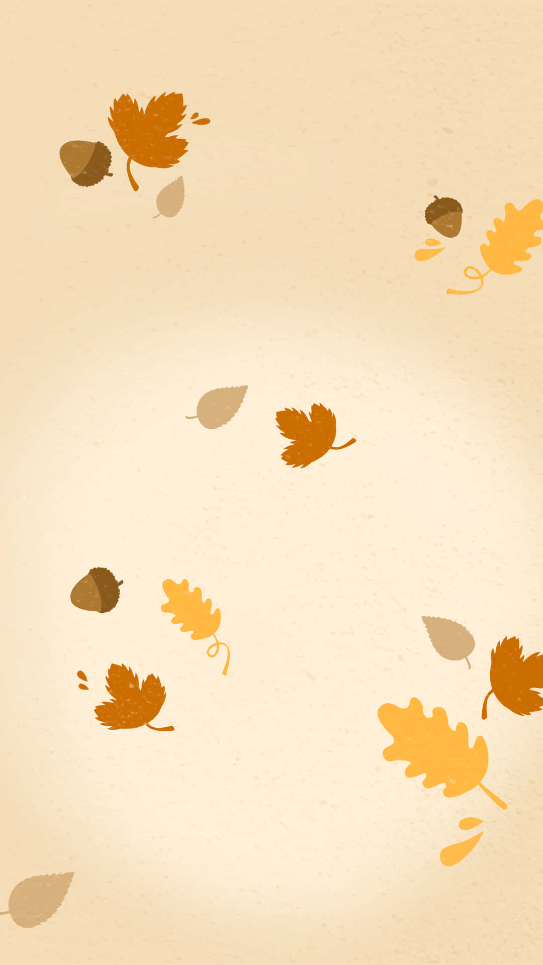 cute pattern iPhone, autumn leaves, acorns, Full HD Phone Wallpaper