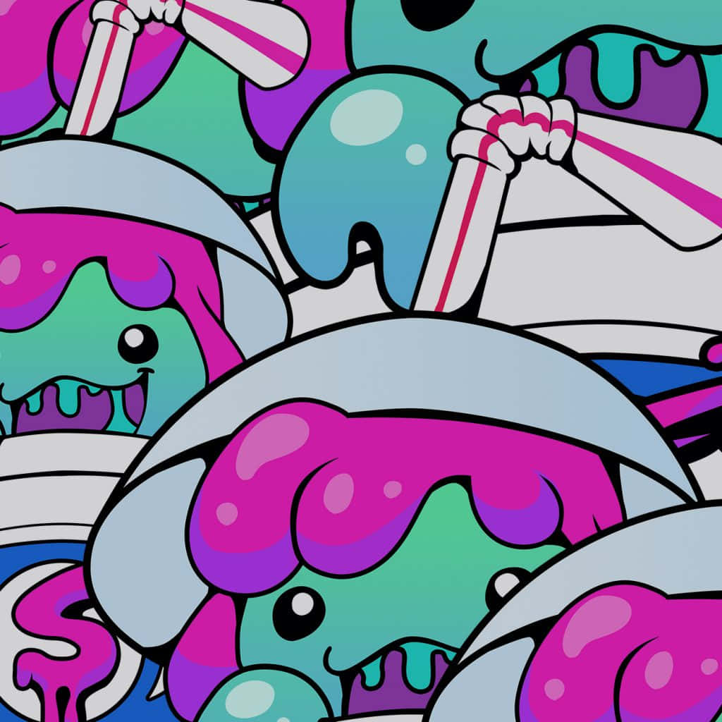 Slushy Monster Pattern, pink, purple, SD Desktop Wallpaper