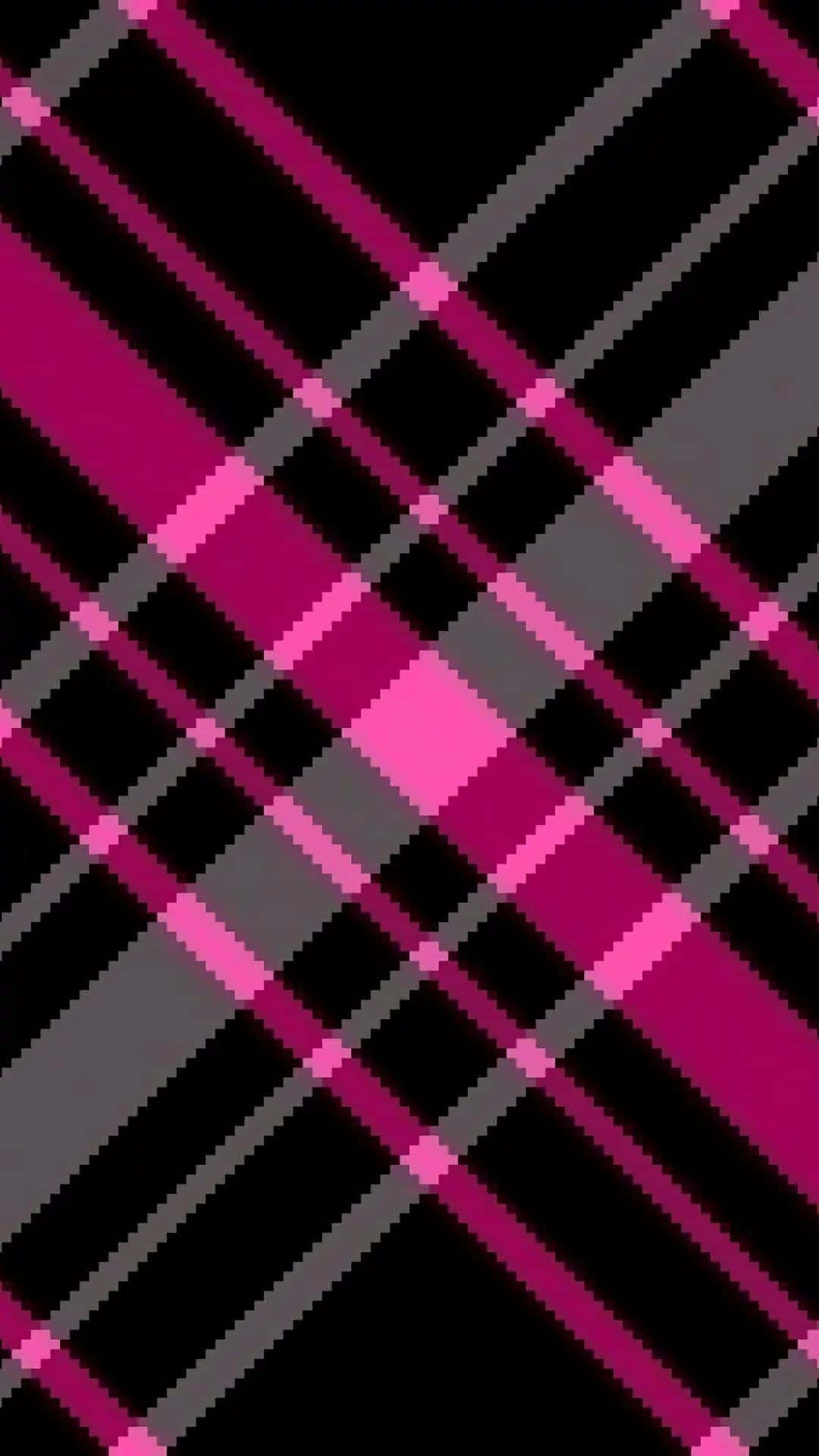 pink and black plaid pattern, magenta pink, gray, Full HD Phone Wallpaper