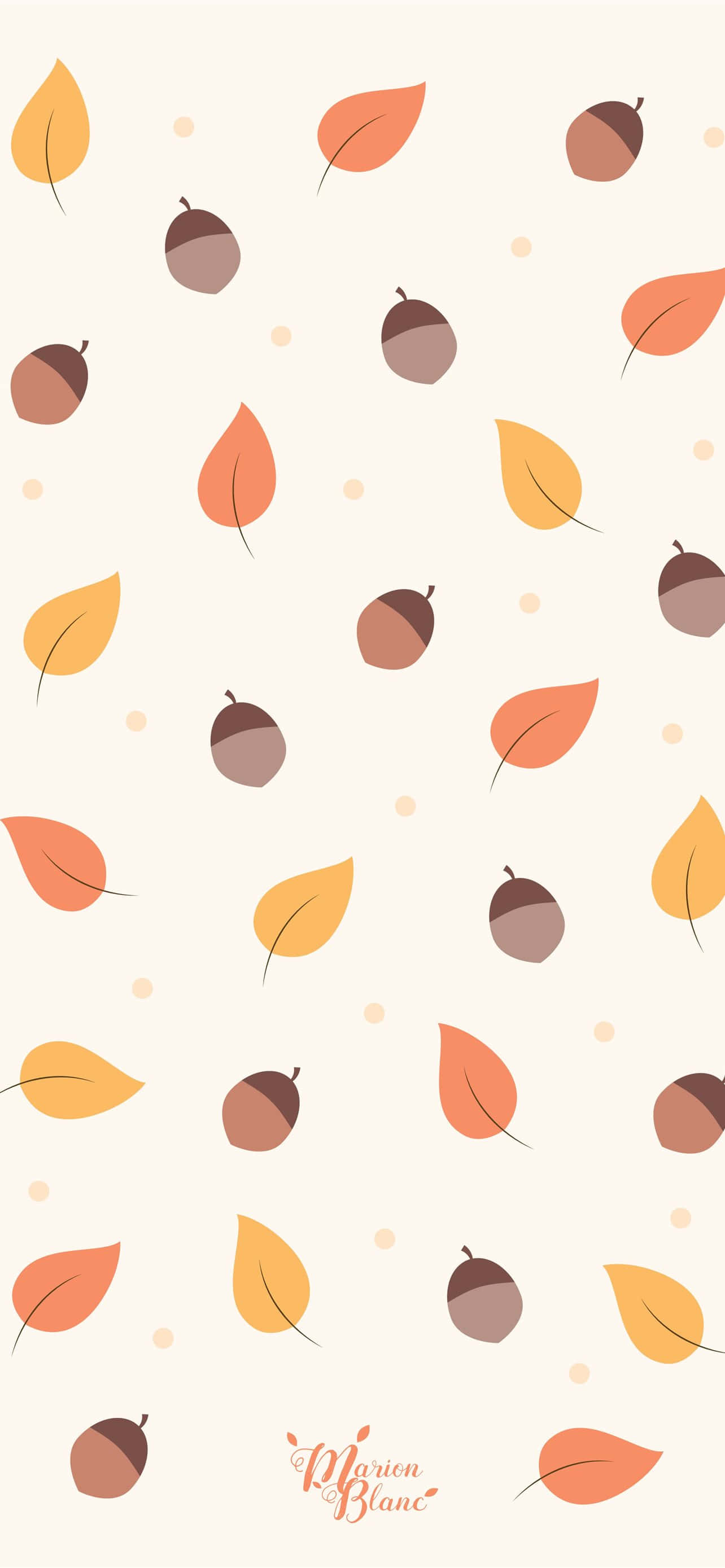 cute pattern iphone, autumn leaves, acorns, 2K Phone Wallpaper