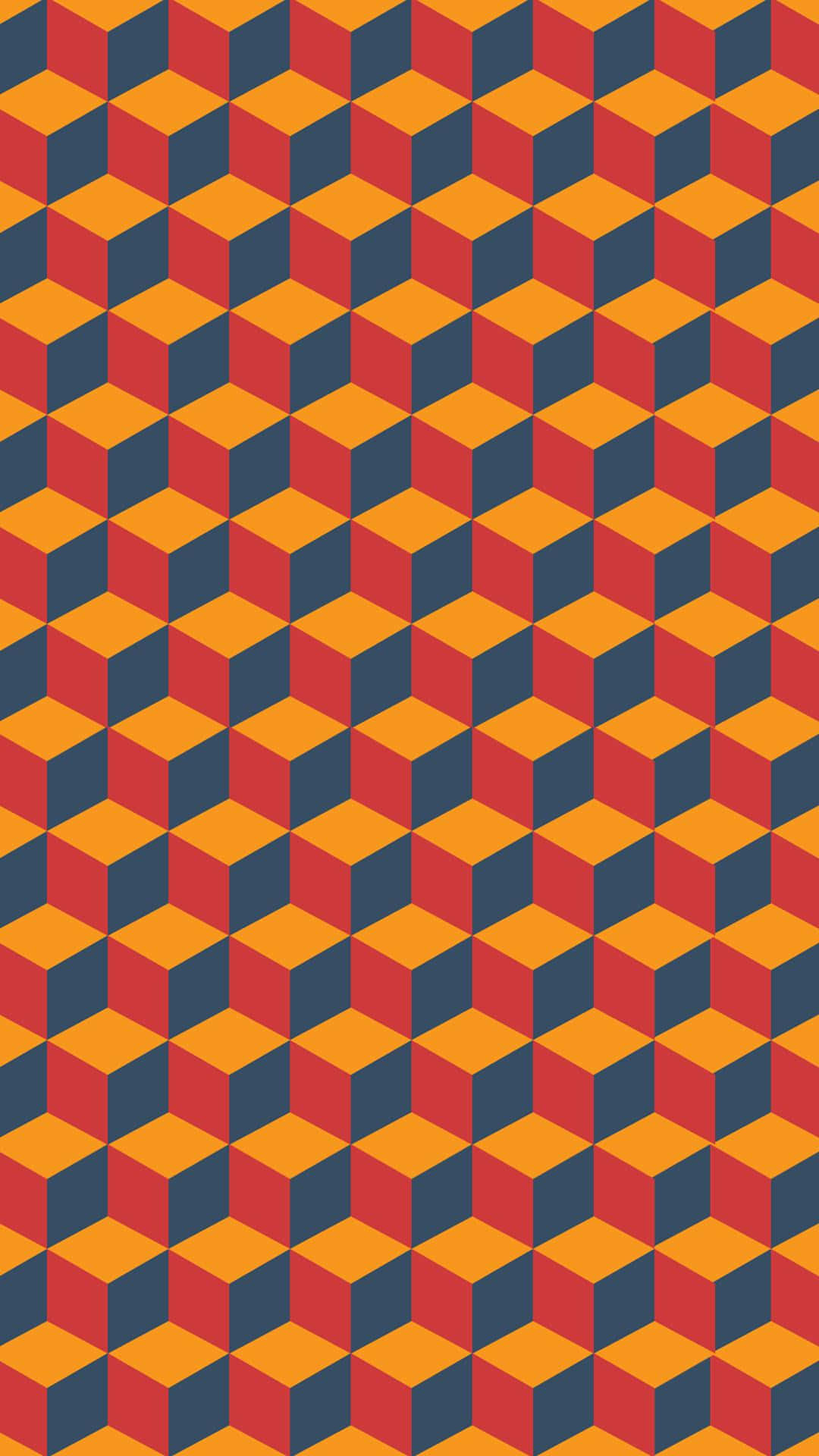 geometric pattern, orange, blue, Full HD Phone Wallpaper