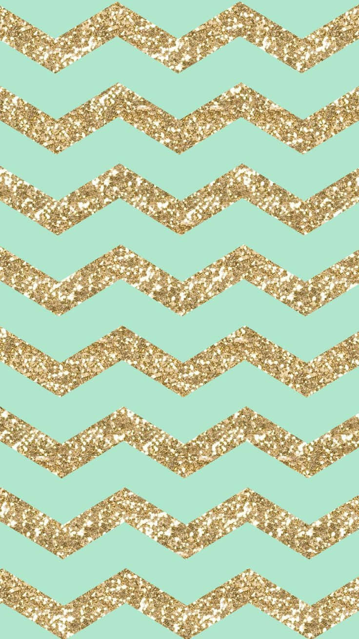 mint green, gold glitter chevron stripes, festive, HD Phone Wallpaper