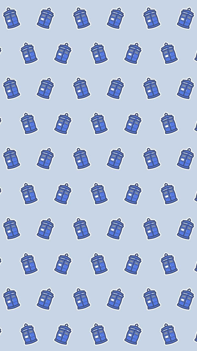 blue police box, light gray background, clean outlines, HD Phone Wallpaper