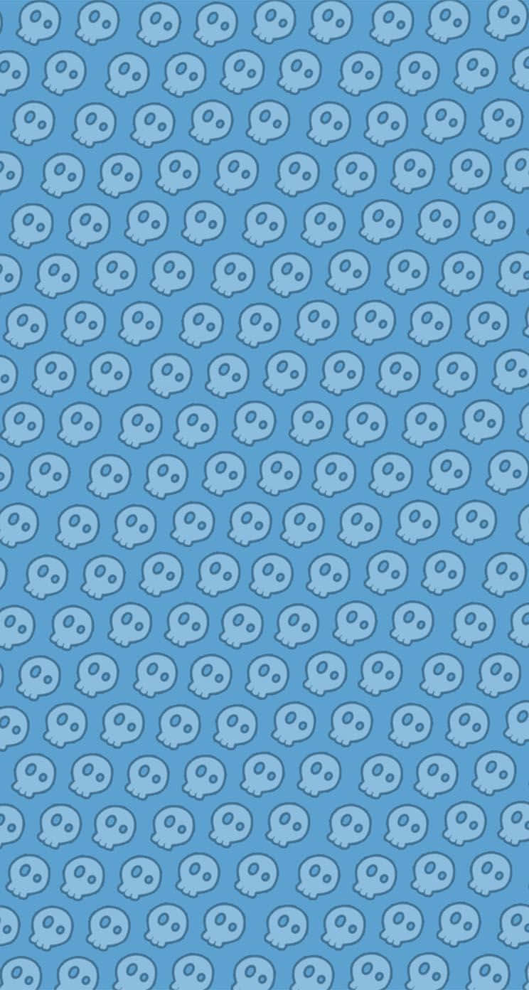 light blue, cartoon skulls, solid blue background, HD Phone Wallpaper