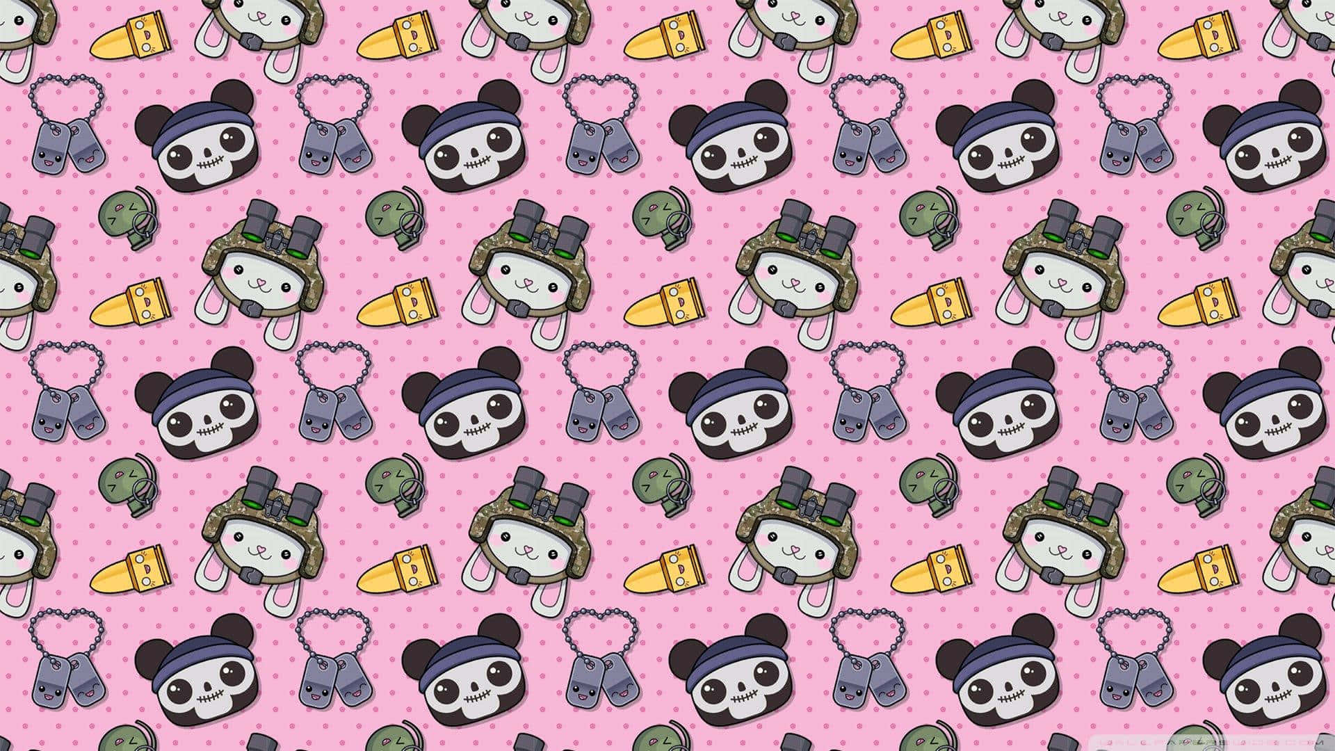Cute Kawaii Panda And Bunny Pattern, panda, bunny, Full HD Desktop Wallpaper