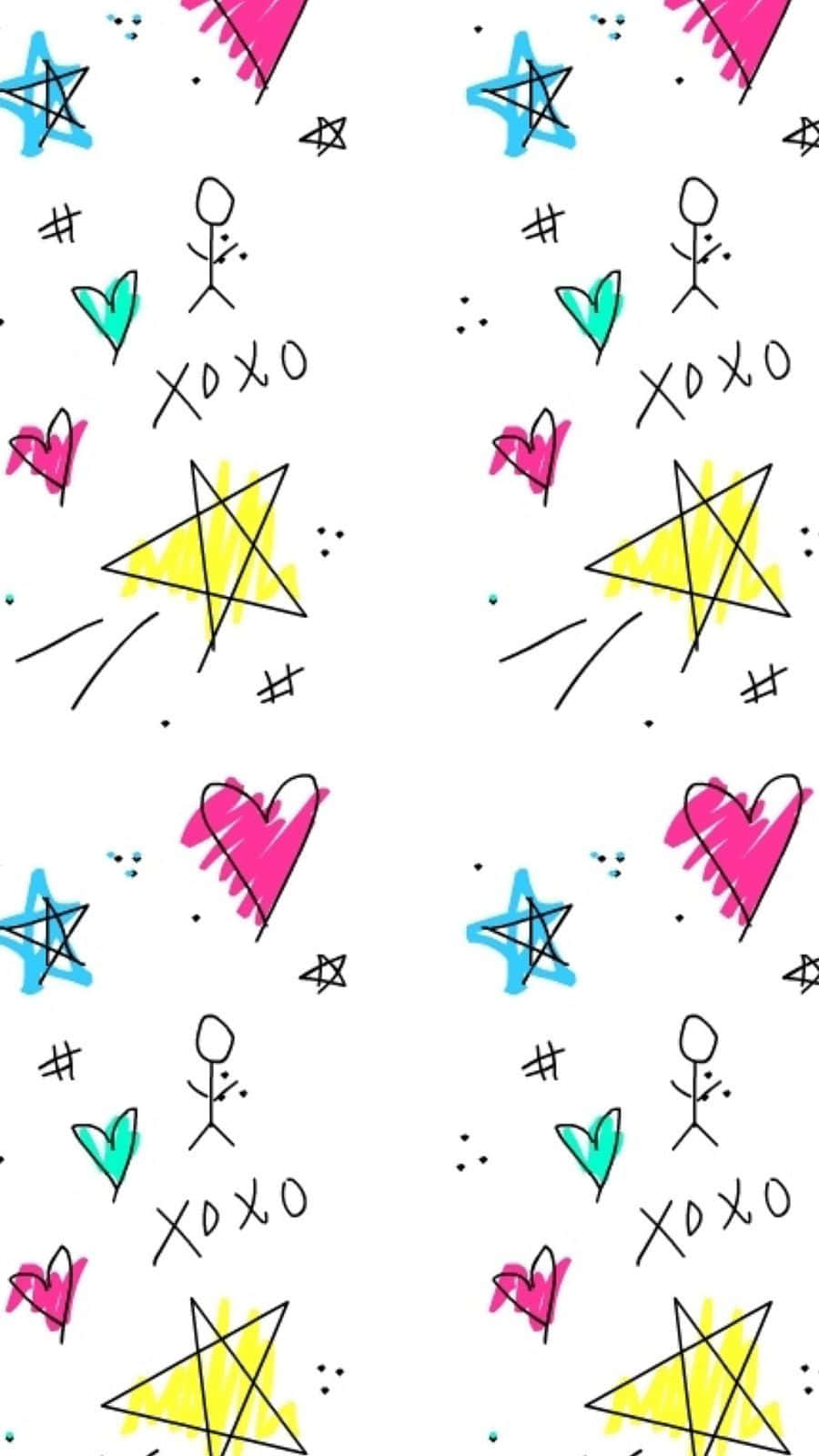 stars, hearts, stick figures, HD Phone Wallpaper