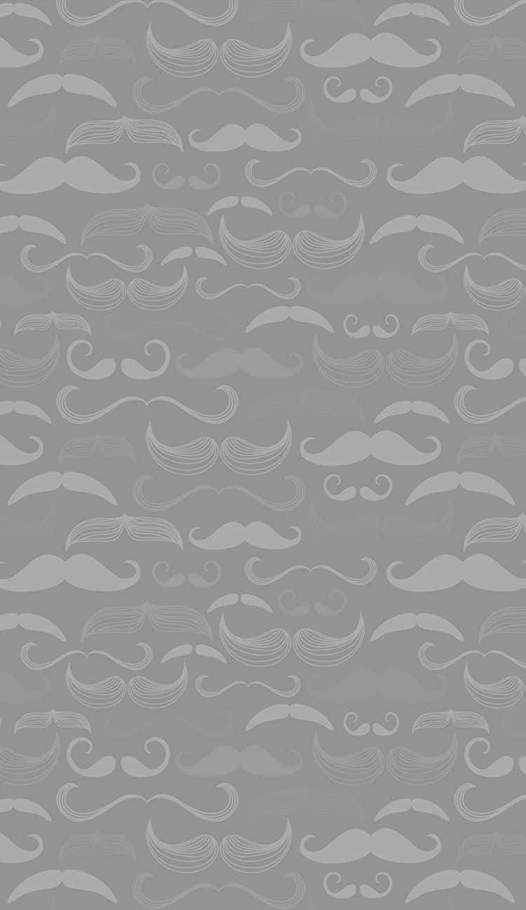 cute pattern, gray, repeating stylized mustaches, HD Phone Wallpaper