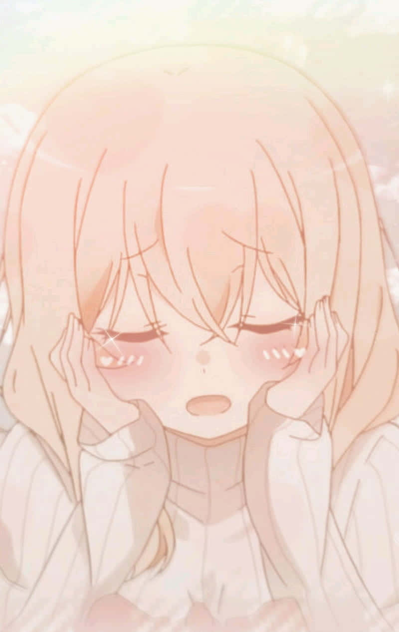 soft pink girl, anime girl, peach hair, SD Phone Wallpaper