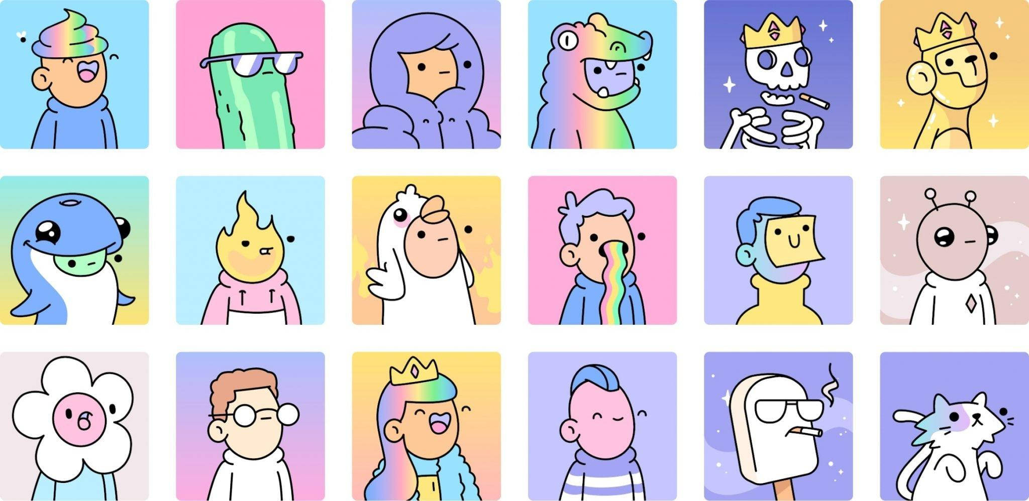 Colorful Cute PFP Collection, cartoon characters, pastel backgrounds, Full HD Desktop Wallpaper