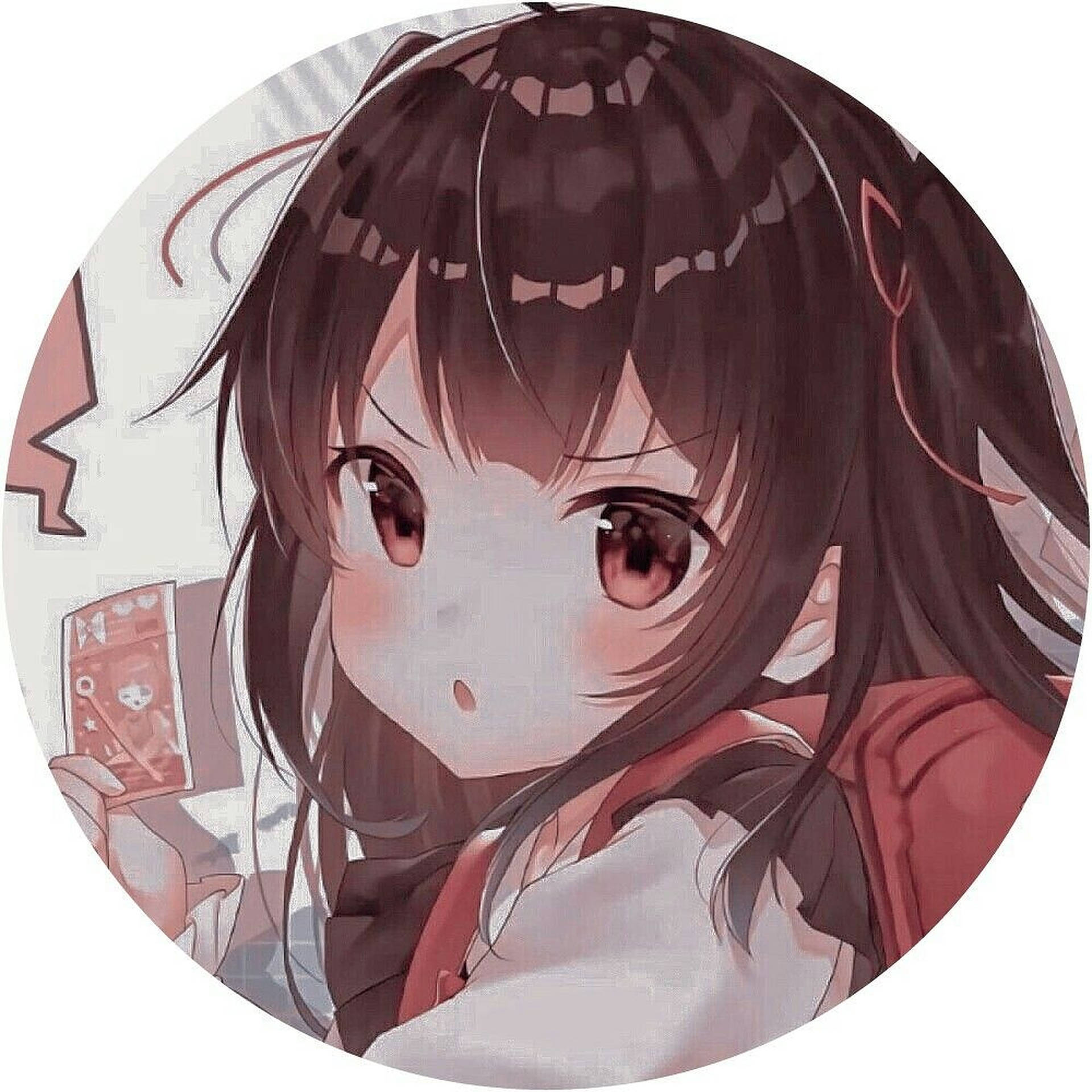 cute pfp anime girl, dark hair, red eyes, Full HD Desktop Wallpaper