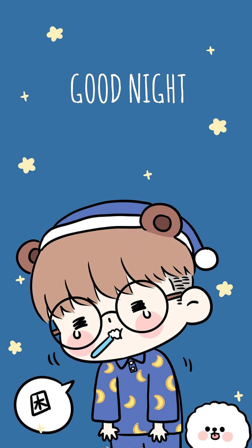 sleepy cartoon boy, pajamas, thermometer, HD Phone Wallpaper