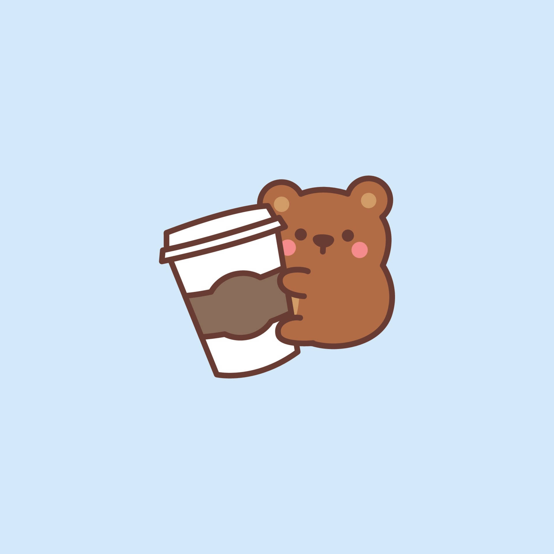 cute pfp bear, coffee cup, brown bear, Full HD Desktop Wallpaper