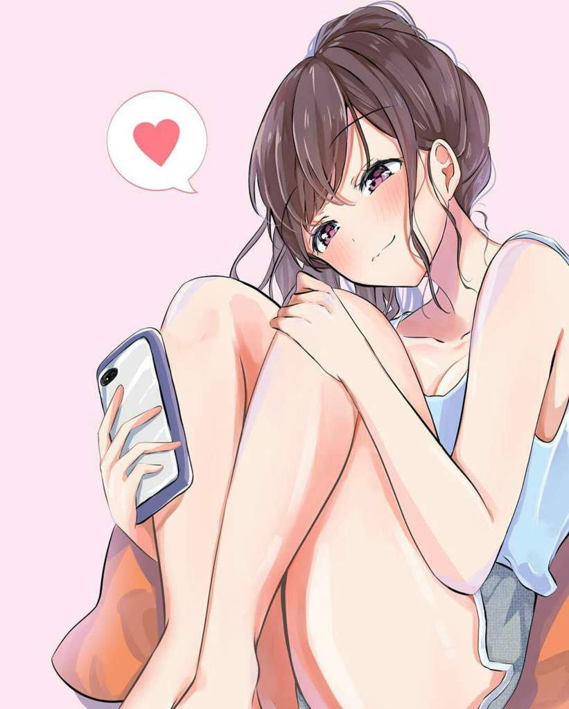 Anime girl, brown hair, phone, SD Phone Wallpaper