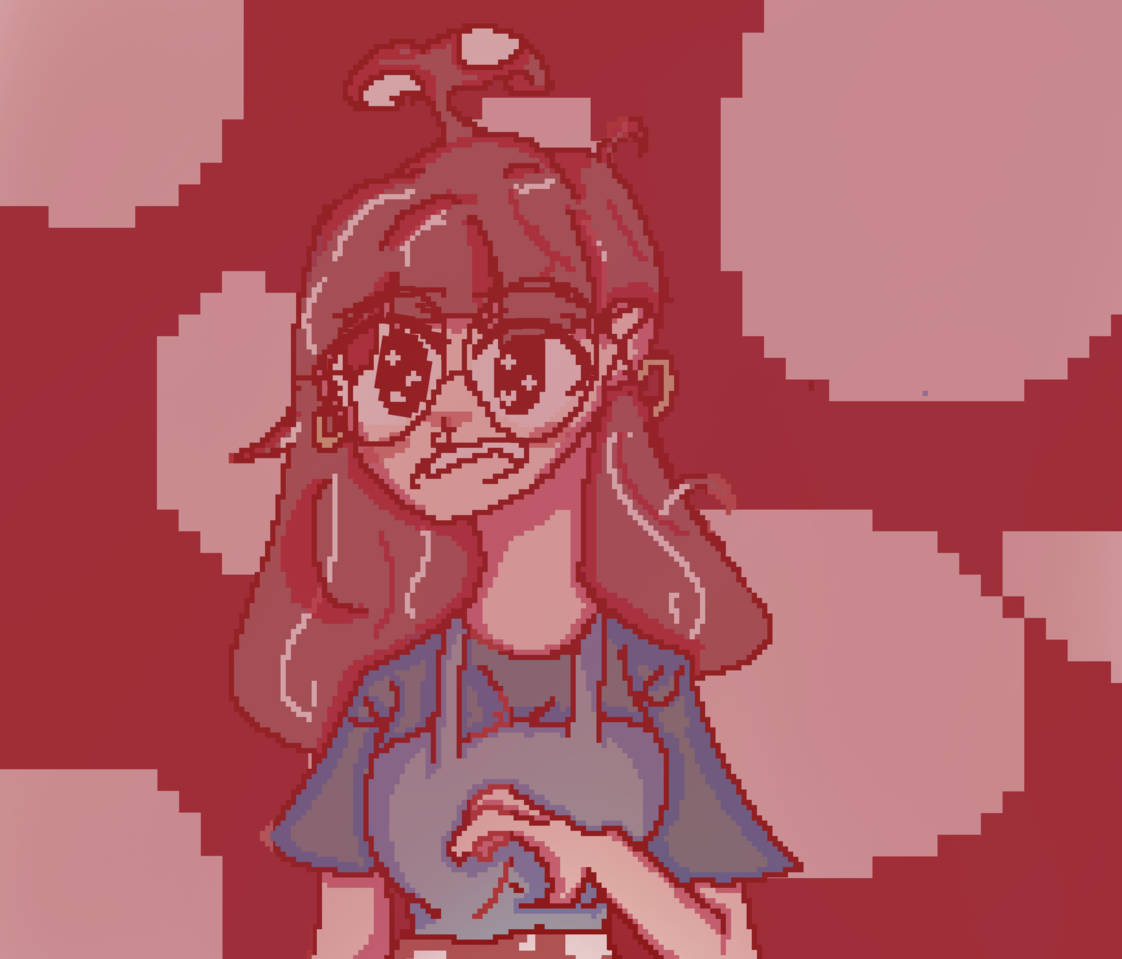 red girl, pixel-art, glasses, SD Desktop Wallpaper