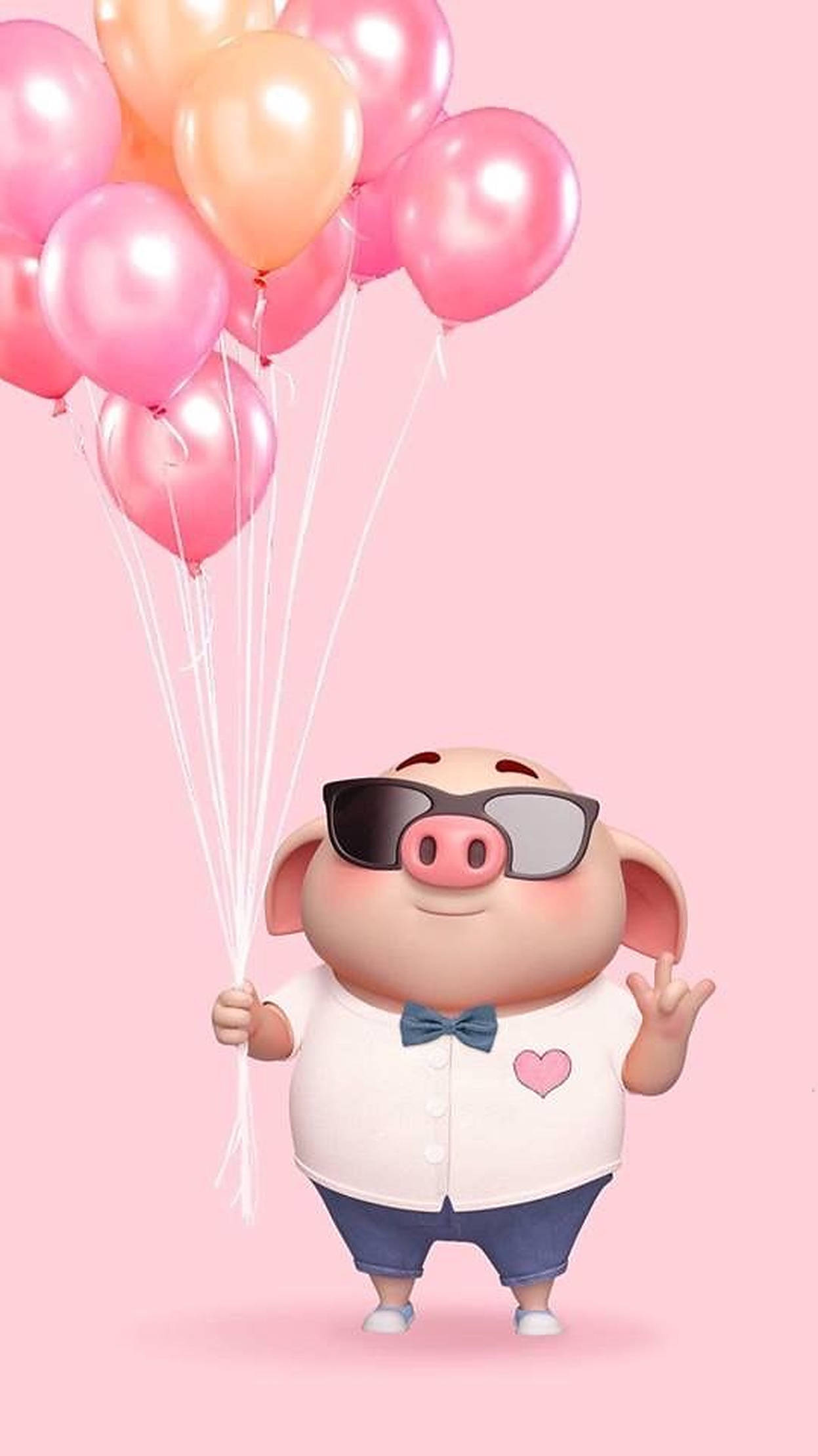 cute pig, sunglasses, bowtie, Full HD Phone Wallpaper