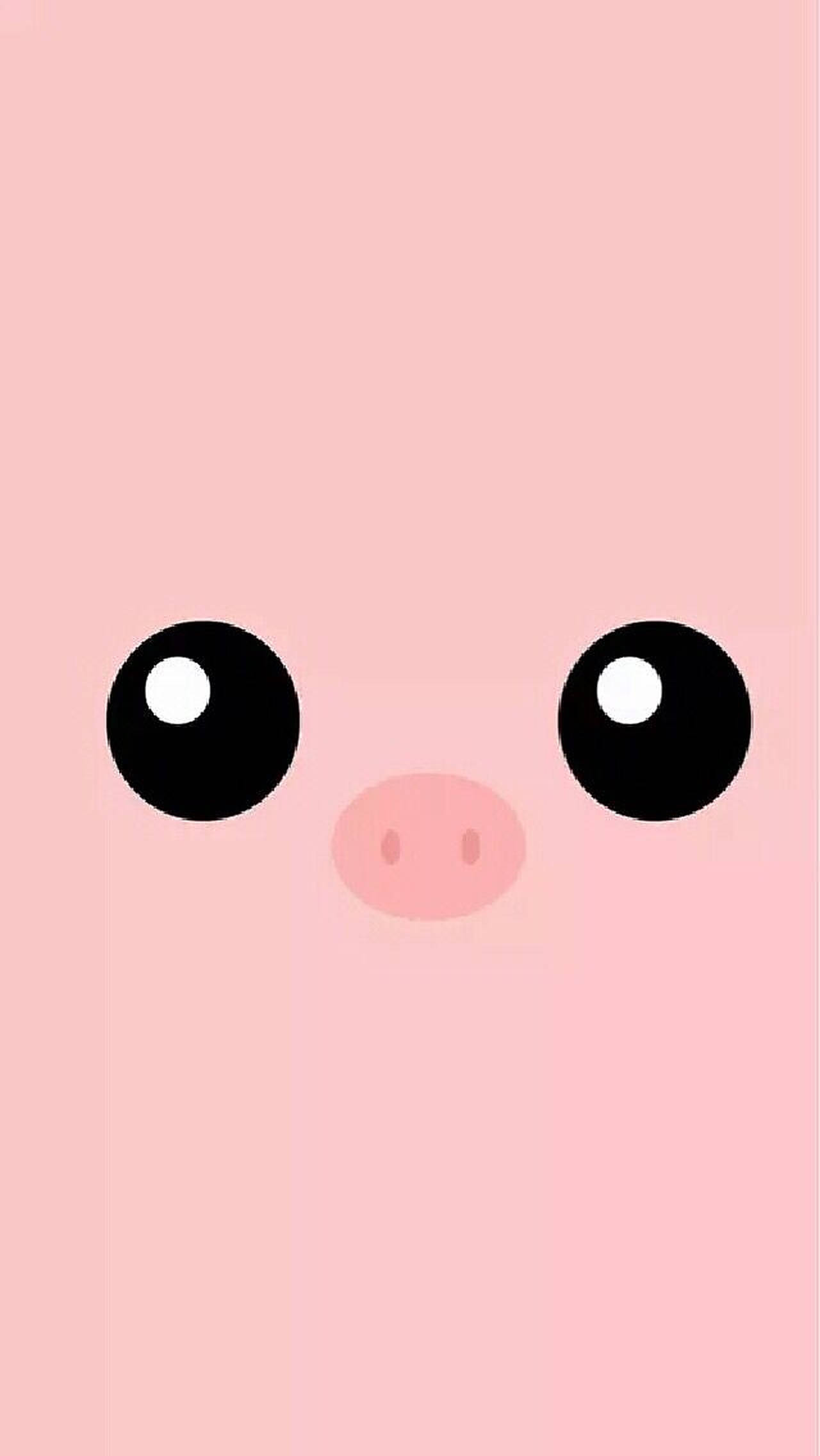 cute pig, pink background, cartoon pig face, Full HD Phone Wallpaper