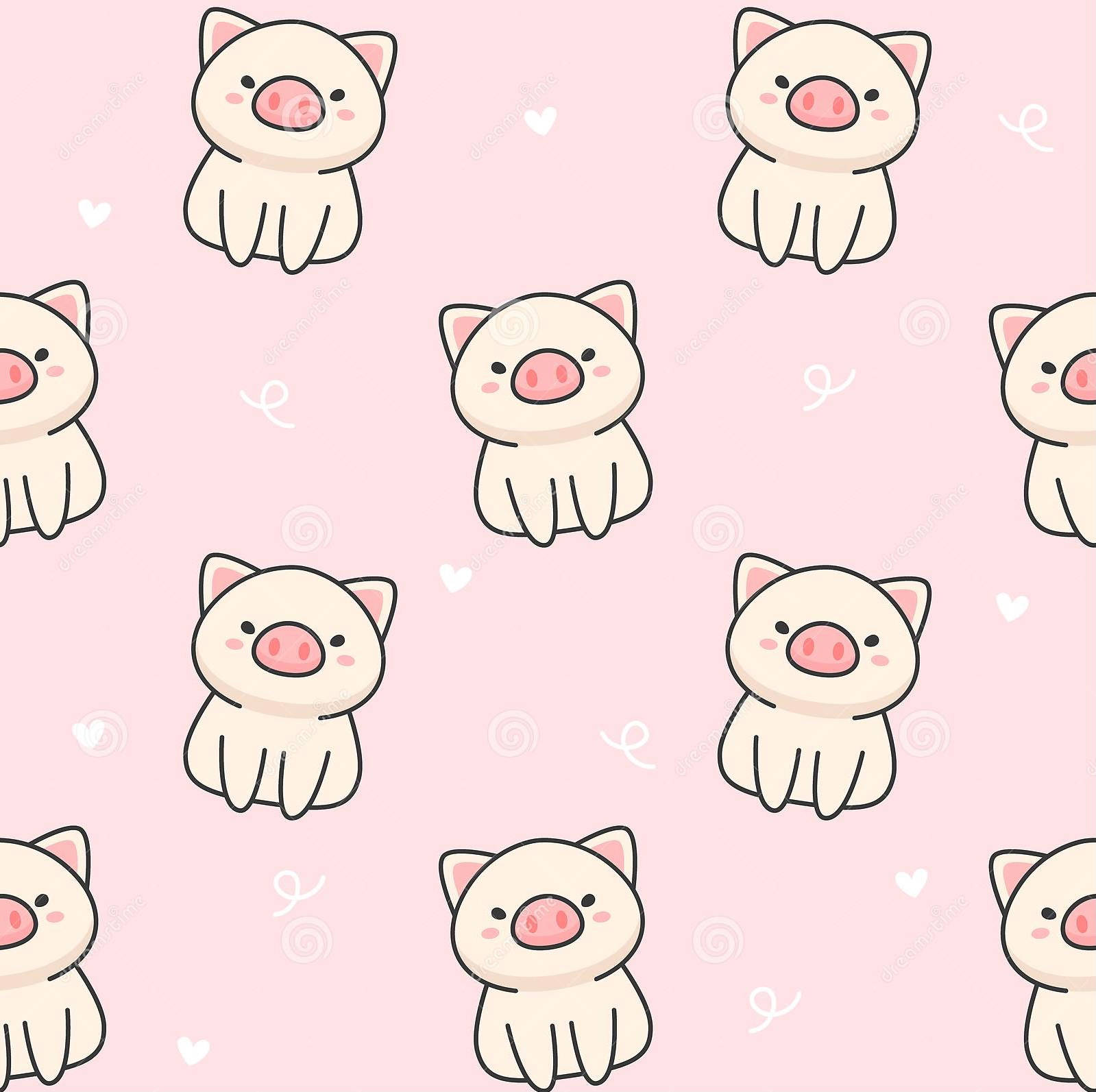 cute pig, white cartoon pigs, pink snouts, HD Desktop Wallpaper