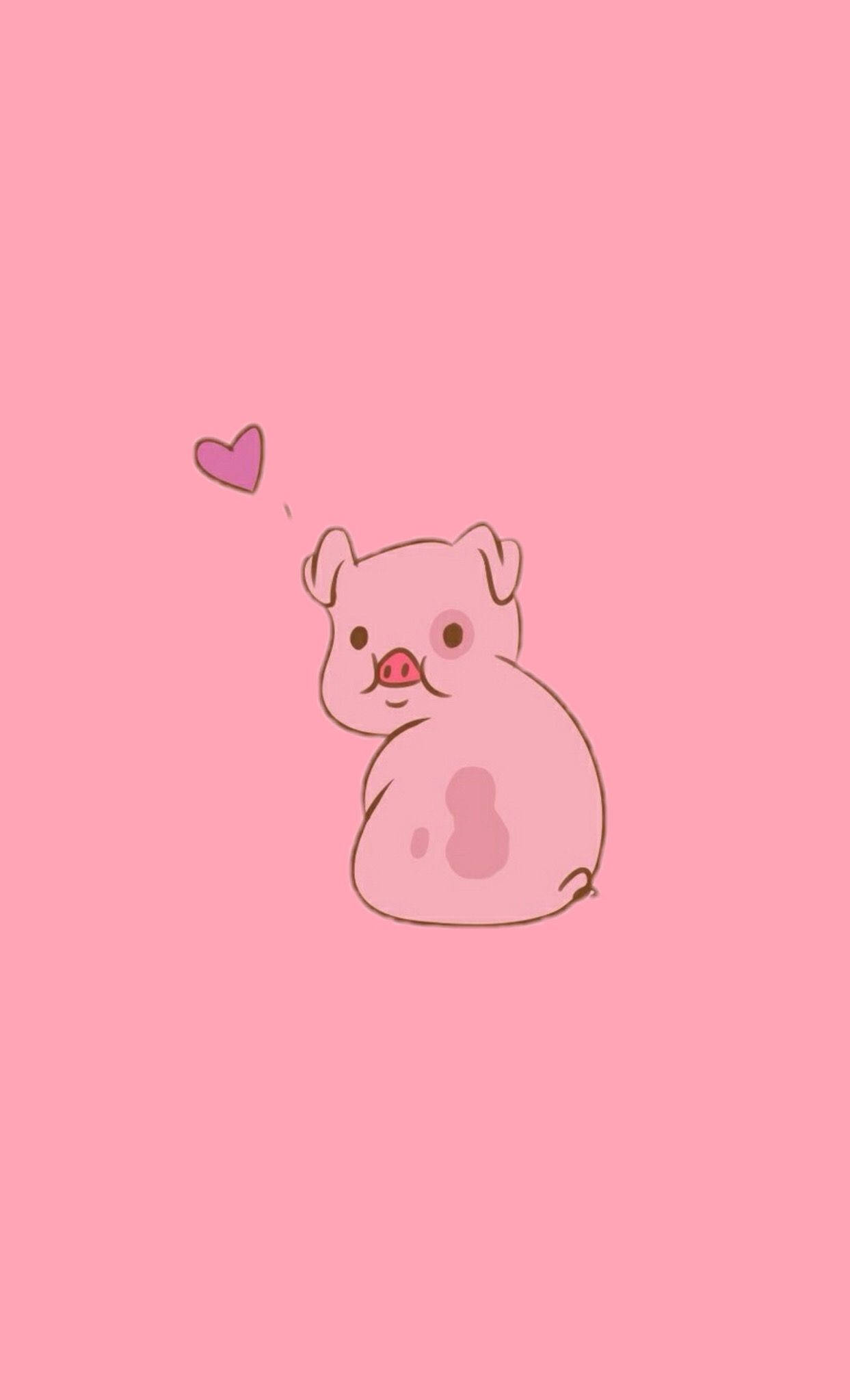 cute pig, pink cartoon pig, heart above its head, Full HD Phone Wallpaper