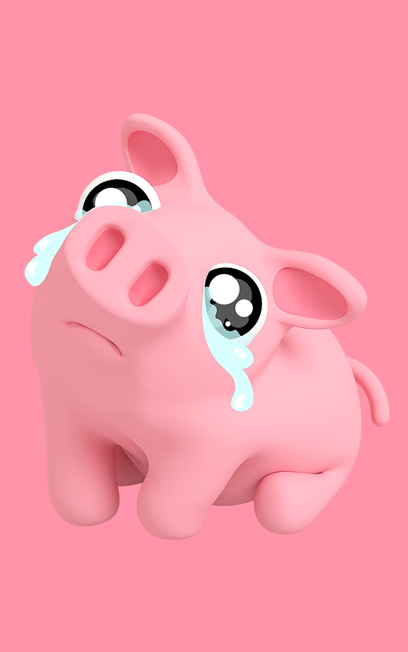 cute pig, pink 3d-rendered piglet, big teary eyes, Full HD Phone Wallpaper