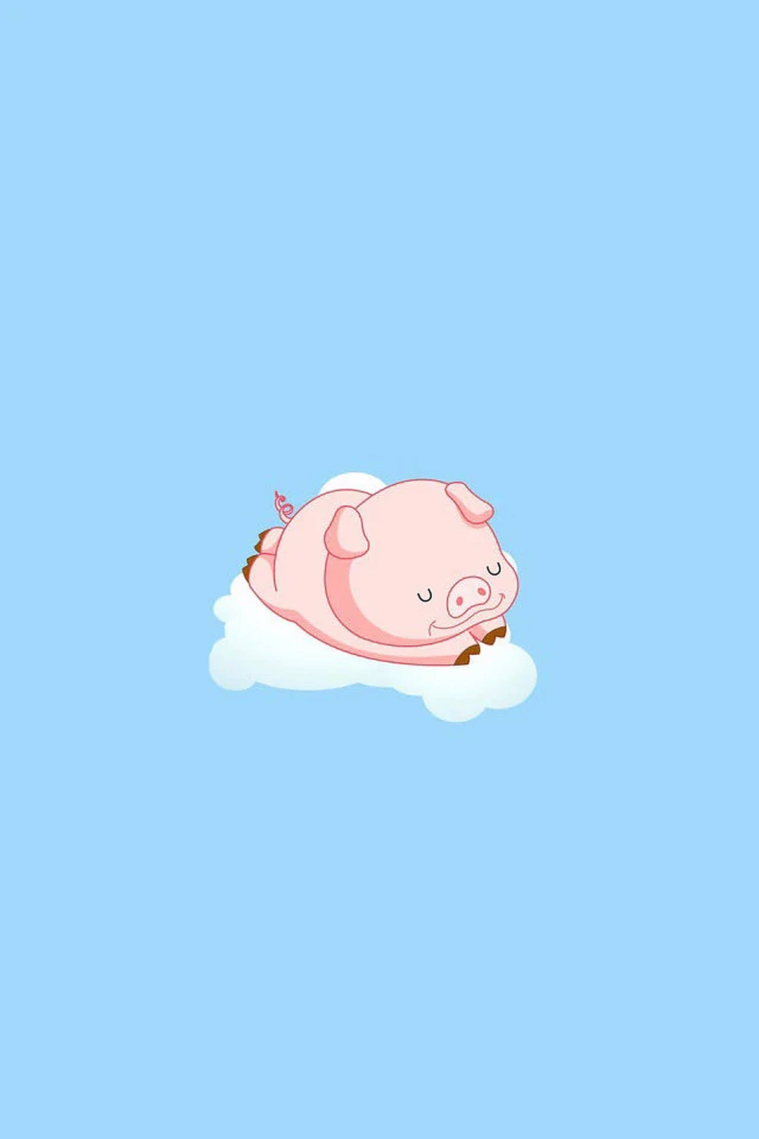 cute pig, pink, fluffy white cloud, Full HD Phone Wallpaper