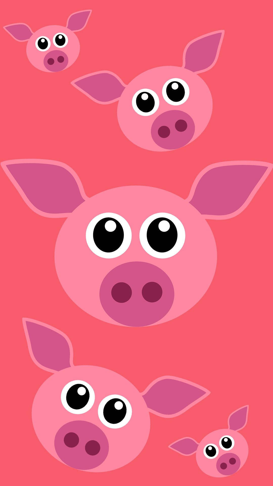 Cute Pig Faces, cartoon pigs, big eyes, Full HD Phone Wallpaper
