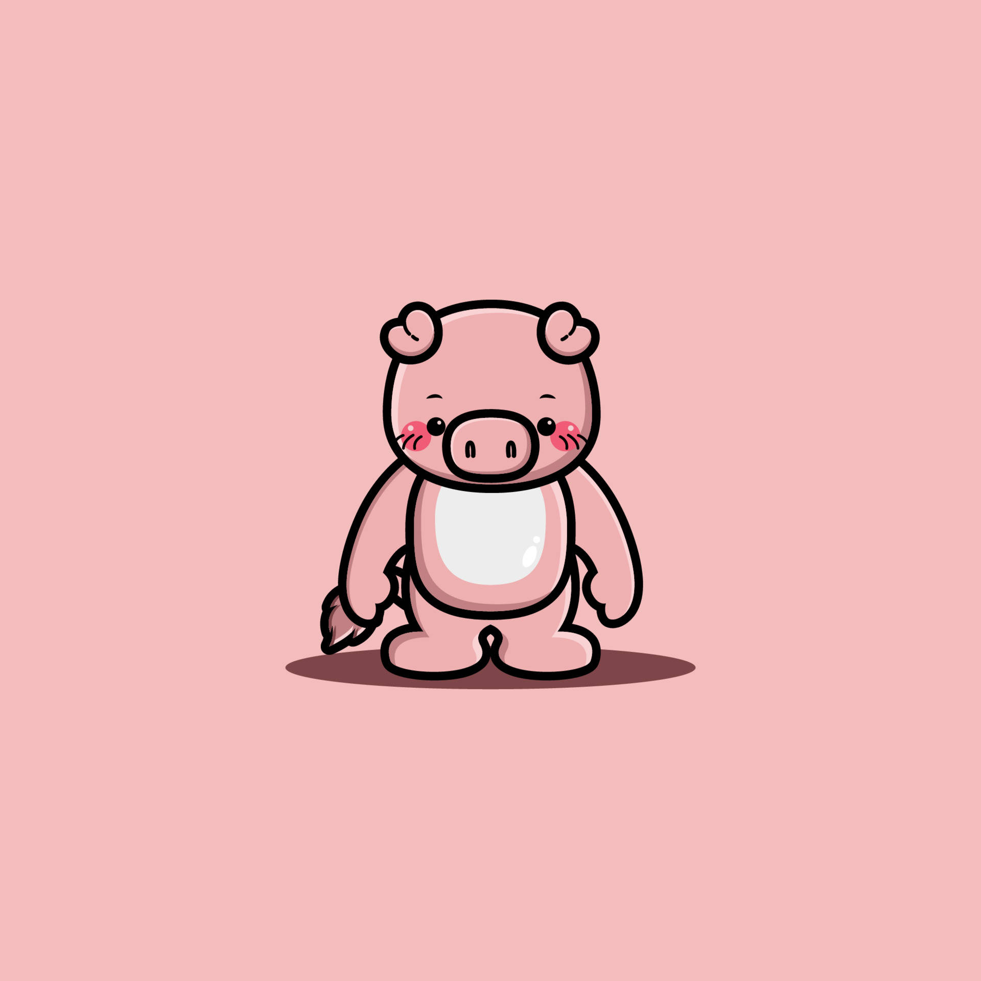 cute pig, pink cartoon pig, rosy cheeks, Full HD Desktop Wallpaper