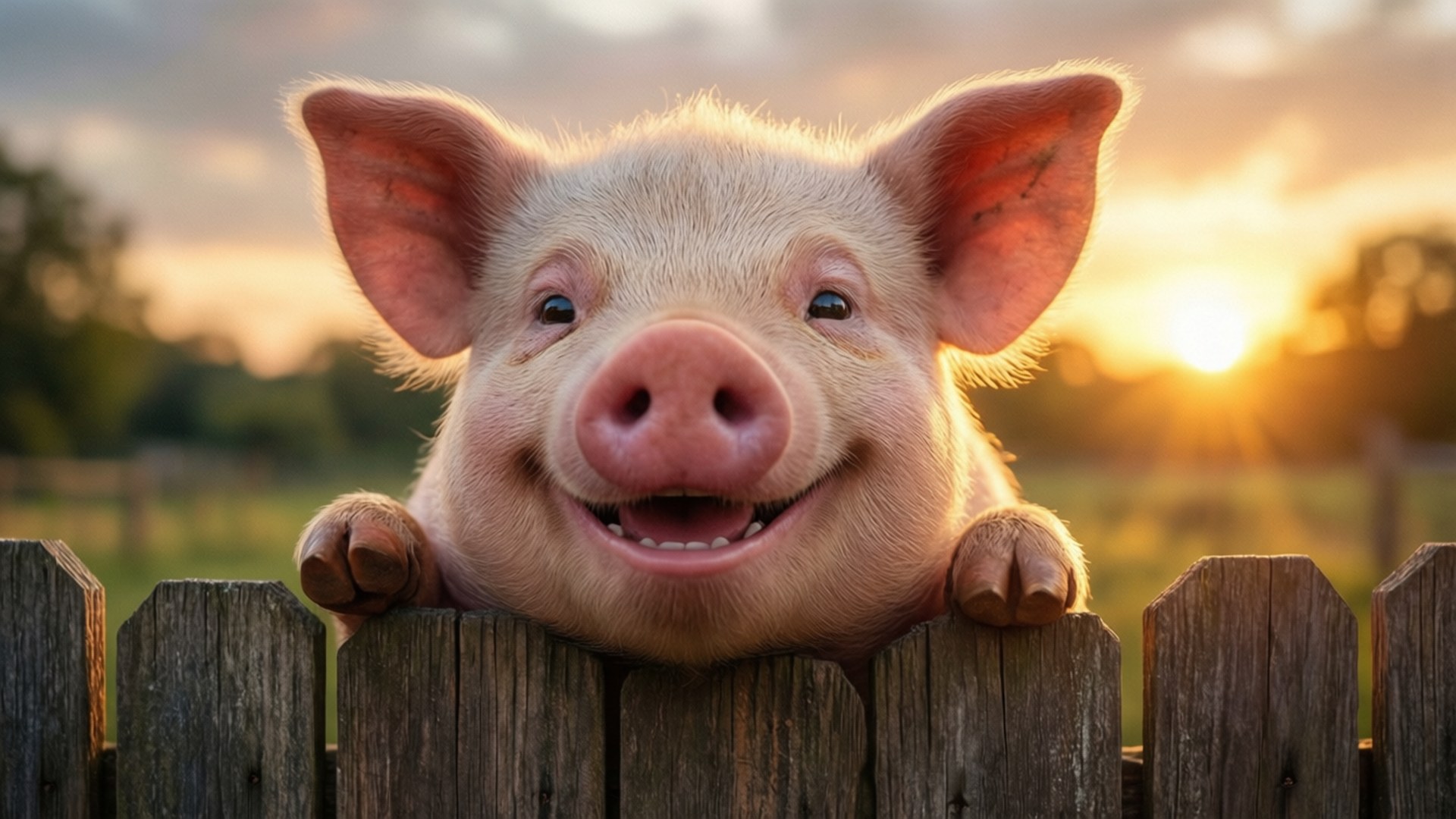 peek a boo pig, pink pig, big ears, Full HD Desktop Wallpaper
