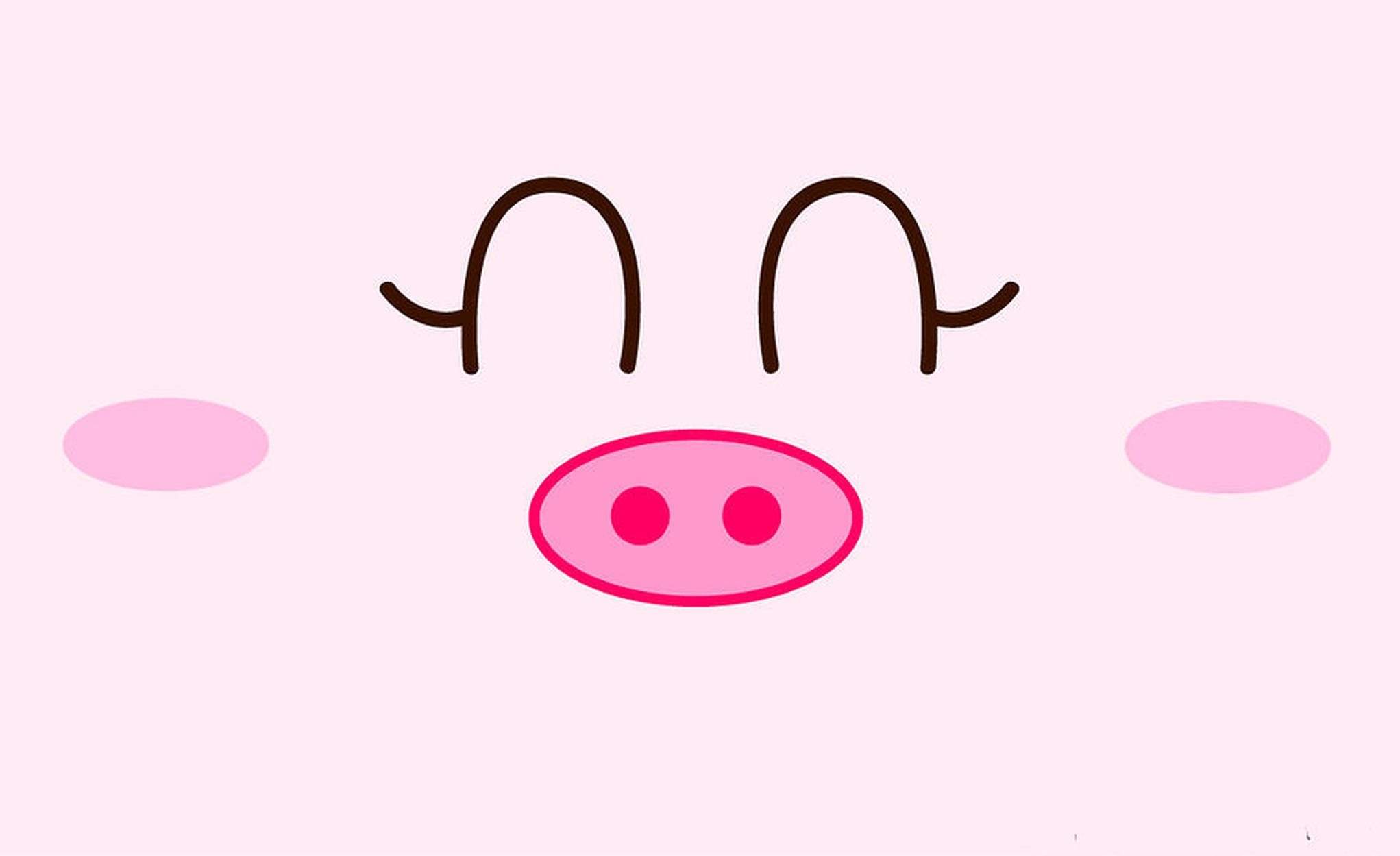 cute pig, cartoon pig face, closed eyes, Full HD Desktop Wallpaper