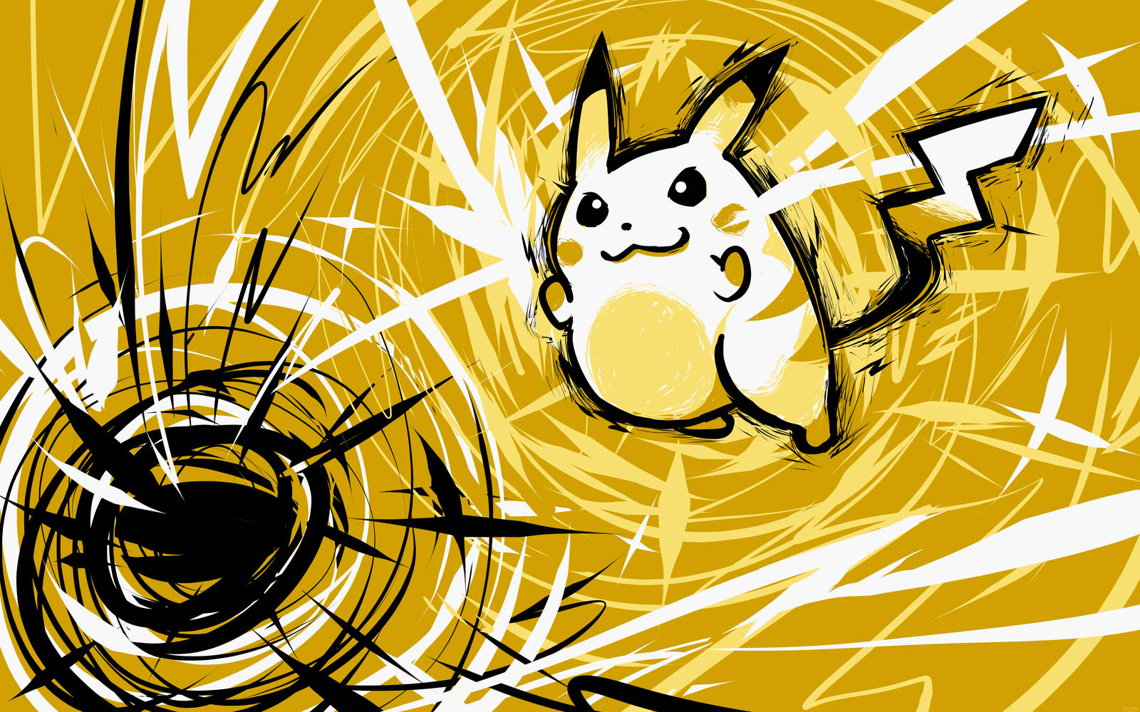 Pikachu, yellow, black, HD Desktop Wallpaper