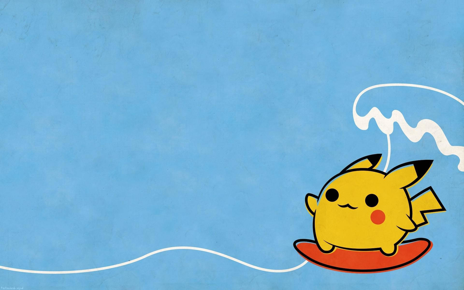 Pikachu, yellow, red surfboard, Full HD Desktop Wallpaper