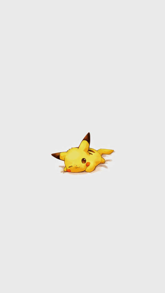 Cute Pikachu, yellow, lying on stomach, SD Phone Wallpaper