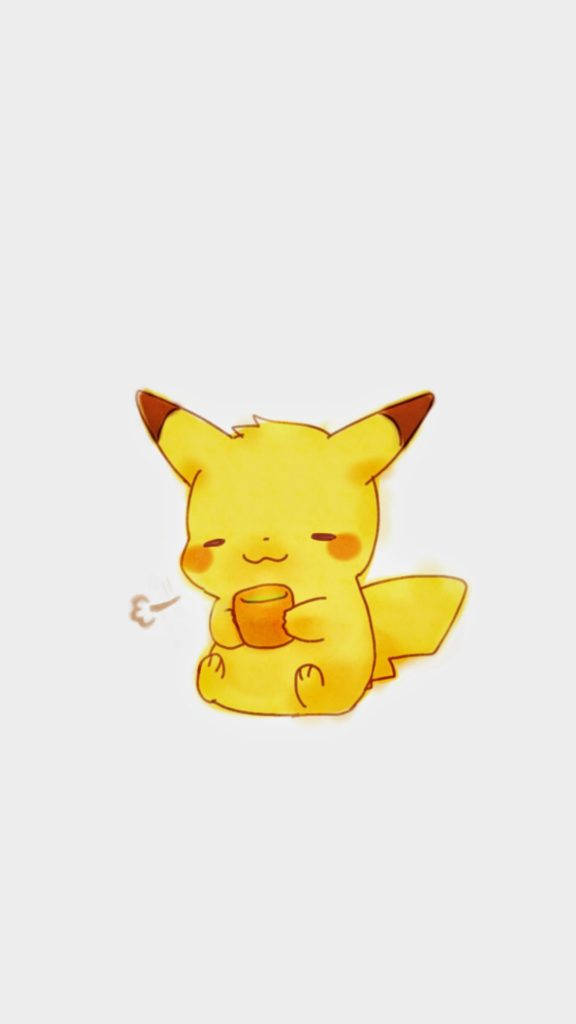 Cute Pikachu, yellow Pikachu, steaming cup, SD Phone Wallpaper
