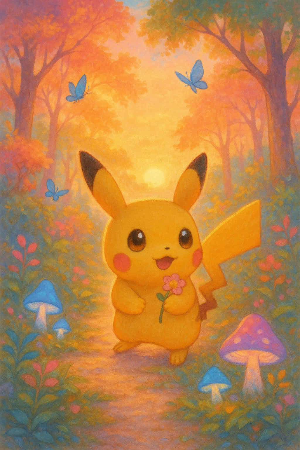 Pikachu, yellow, sunlit forest, HD Phone Wallpaper