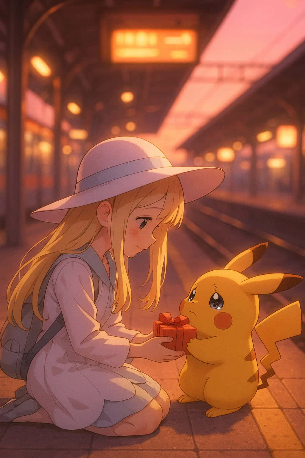 Pikachu, yellow Pikachu, warm sunset lights, HD Phone Wallpaper