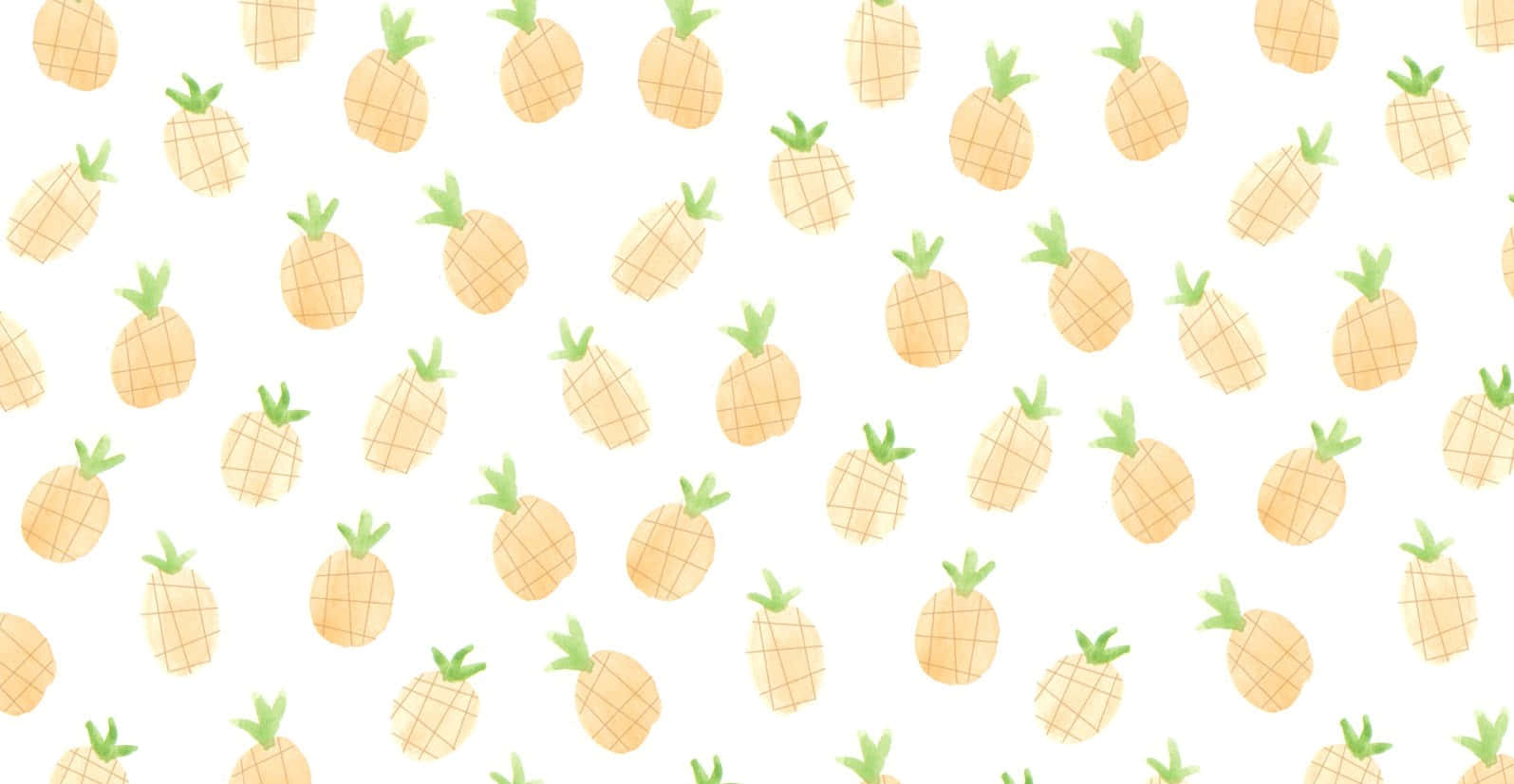 cute pineapple, hand drawn, green crowns, HD Desktop Wallpaper