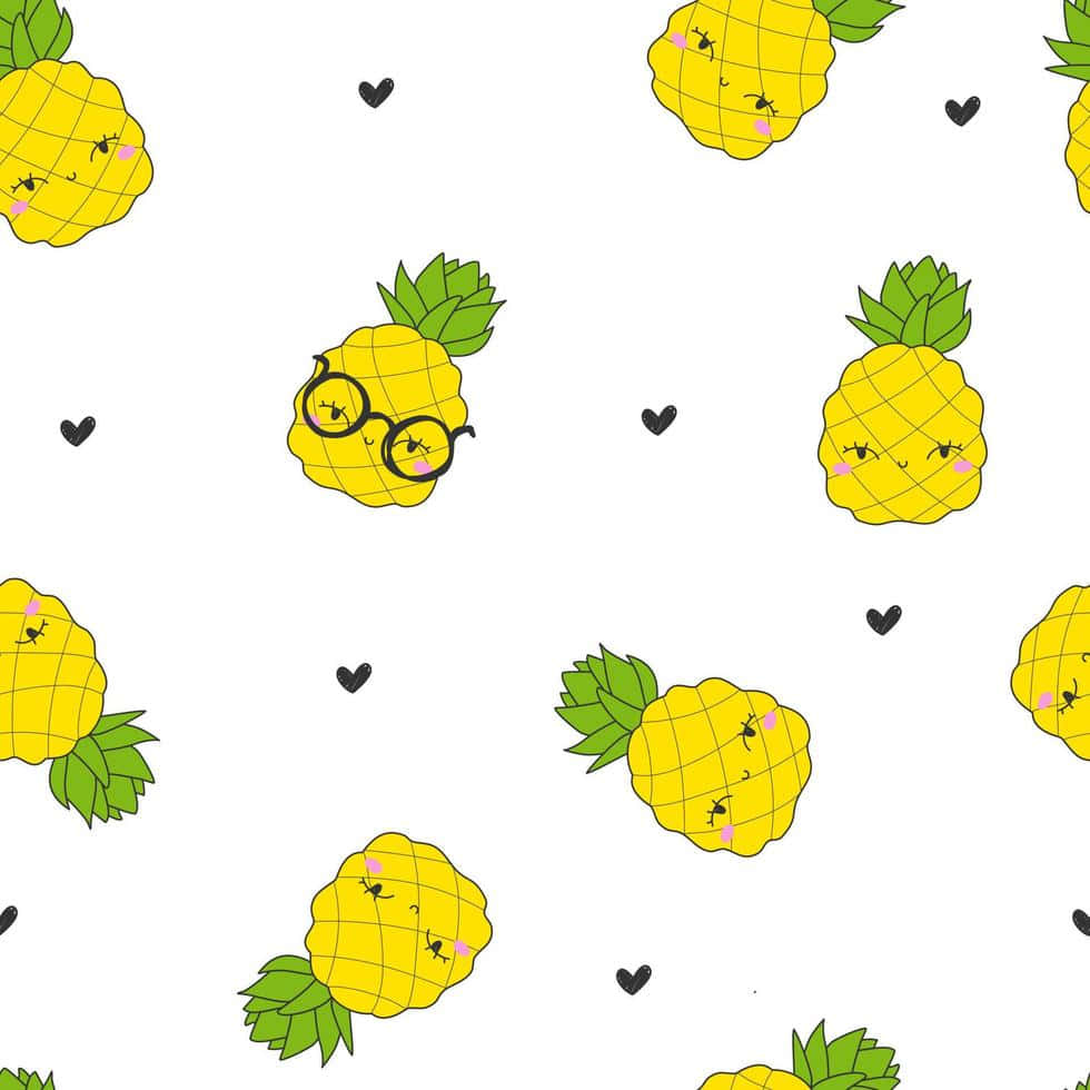 Cute Pineapple, cartoon pineapples, glasses, SD Desktop Wallpaper