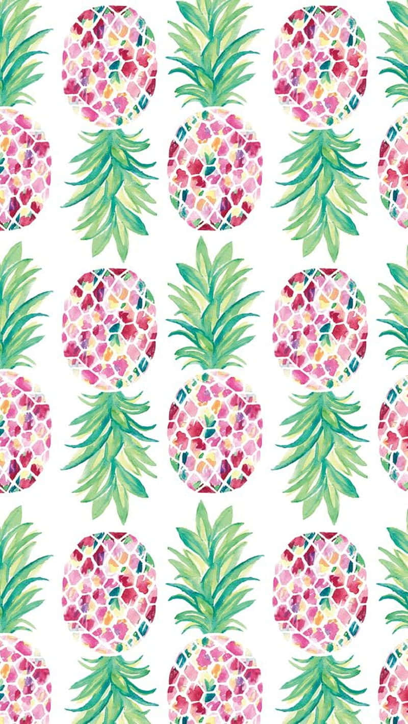 cute colorful pineapple, vibrant watercolor, pink red, HD Phone Wallpaper