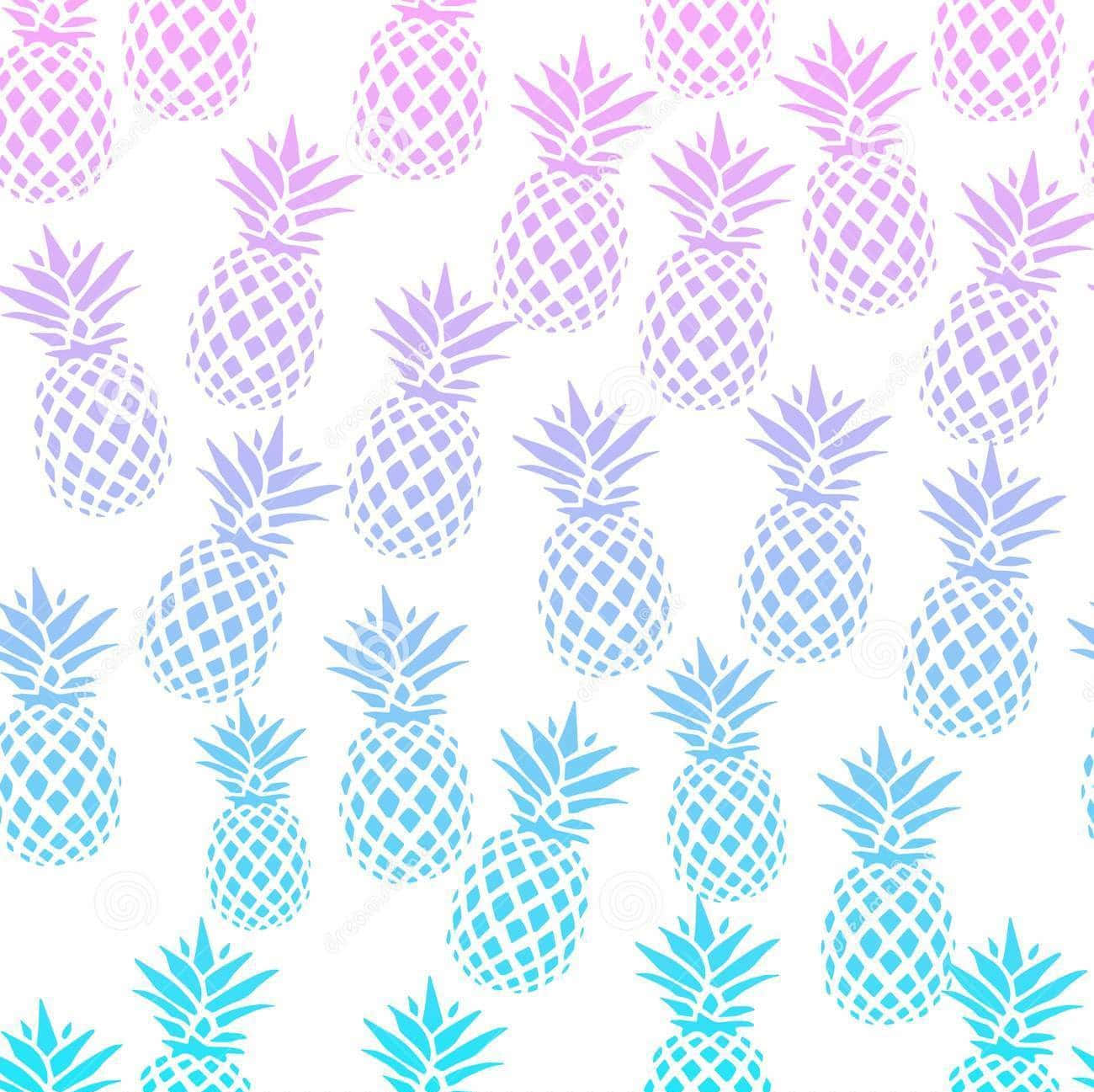 cute pineapple, blue purple patterns, gradient purple blue, HD Desktop Wallpaper