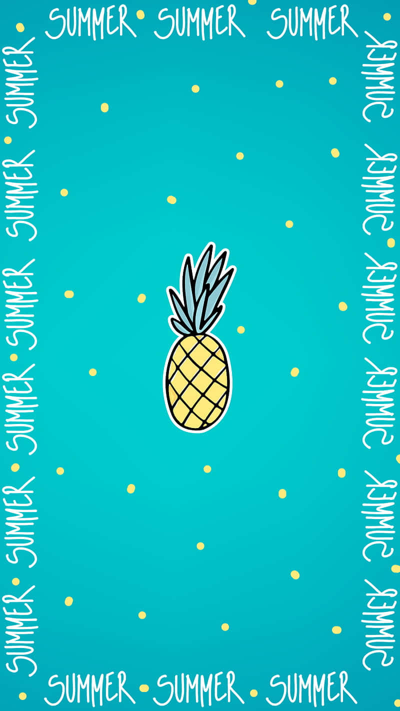 Cute Pineapple, teal background, yellow dots, HD Phone Wallpaper