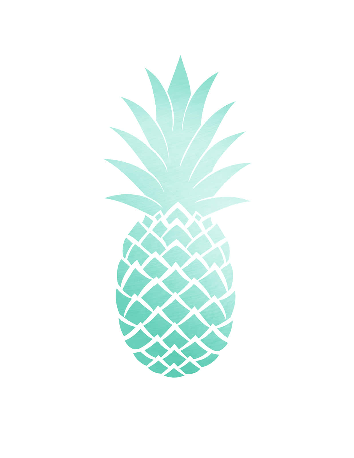 cute pineapple, mint green gradient, white outlines, HD Phone Wallpaper