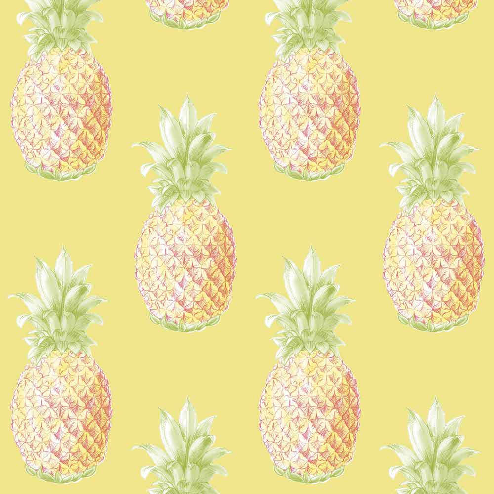 yellow pineapple prints, watercolor pineapples, green crowns, SD Desktop Wallpaper