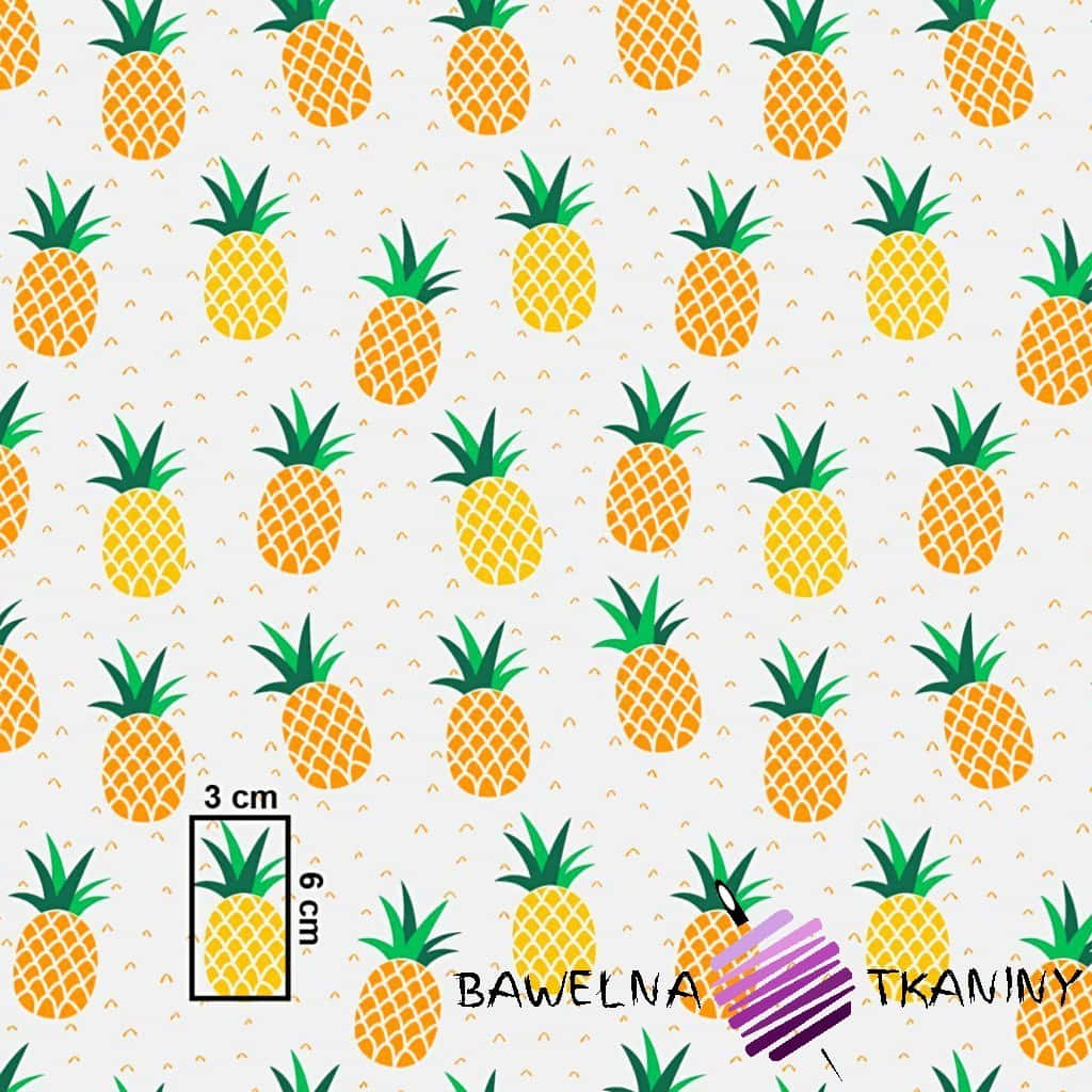 Hawaiian Tropical Cute Pineapple, stylized pineapples, green crowns, SD Desktop Wallpaper
