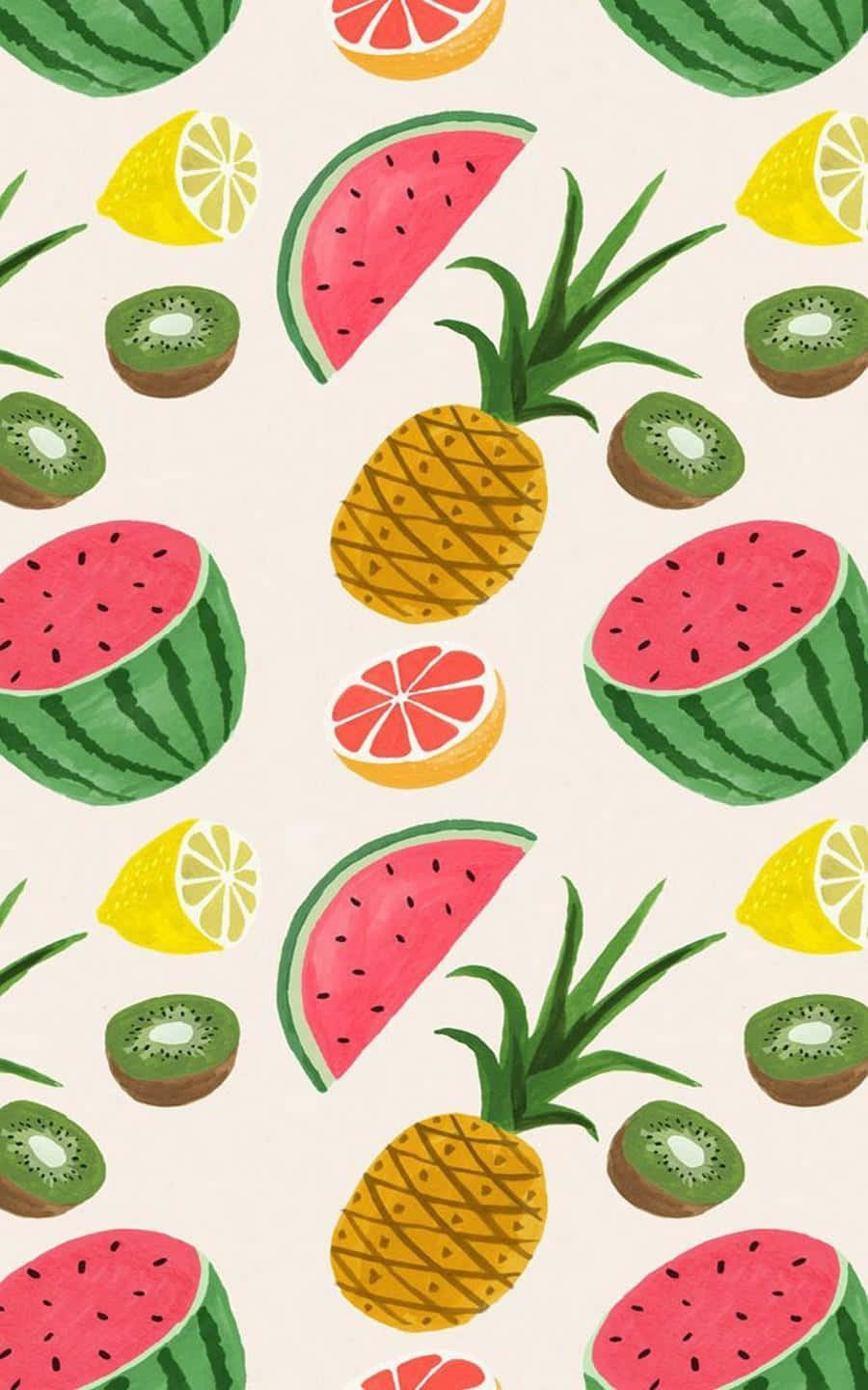 Cute Pineapple, tropical fruits, sliced watermelon, HD Phone Wallpaper