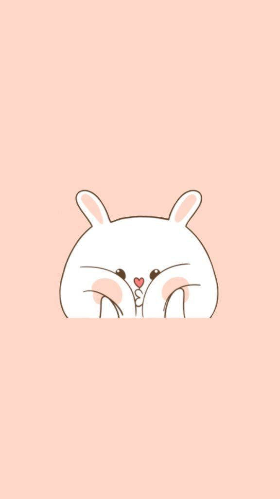 Rabbit Girly iPhone, white cartoon rabbit, rosy cheeks, SD Phone Wallpaper