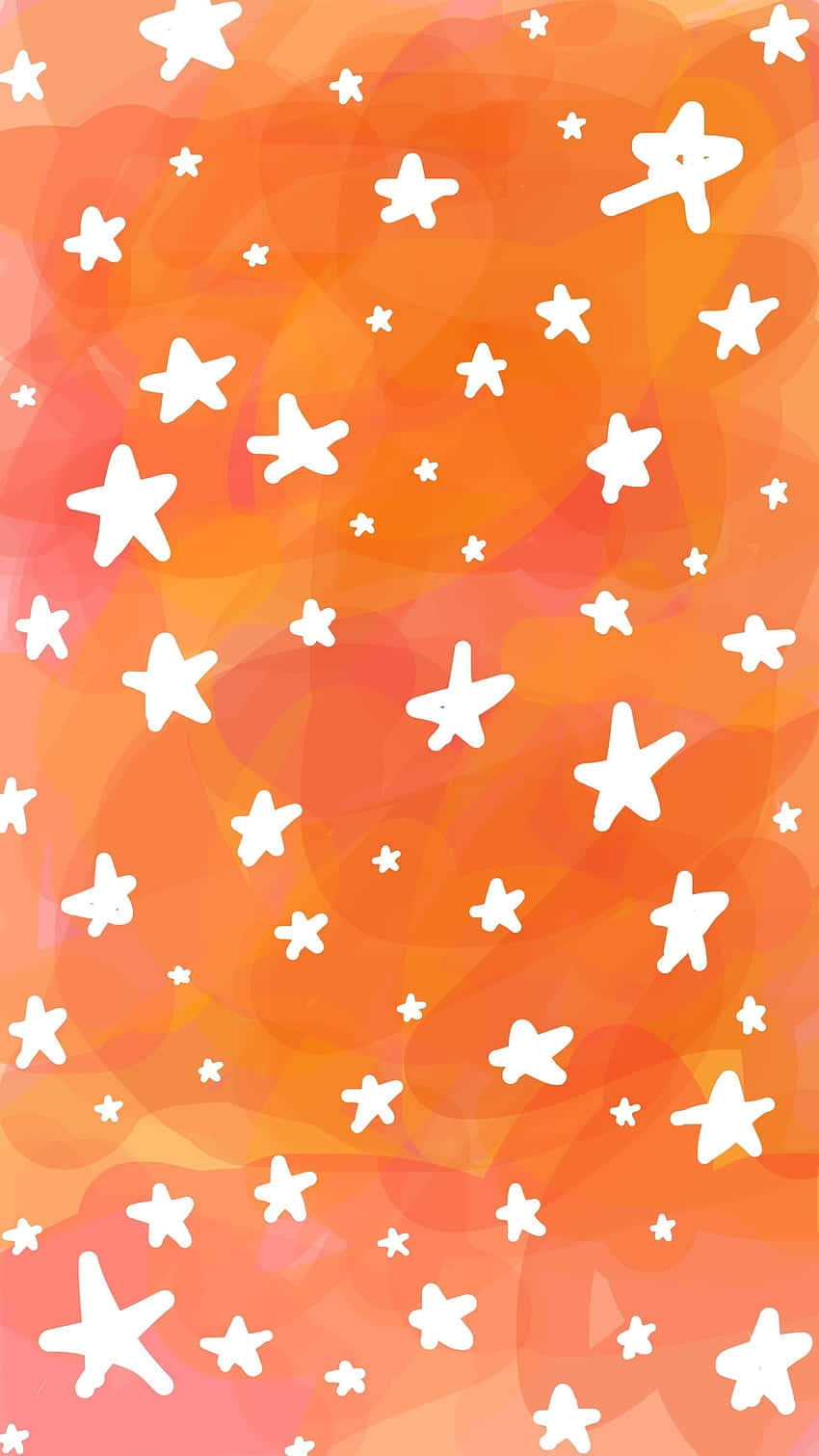 pink orange star pattern, vibrant orange gradient, scattered white star shapes, HD Phone Wallpaper