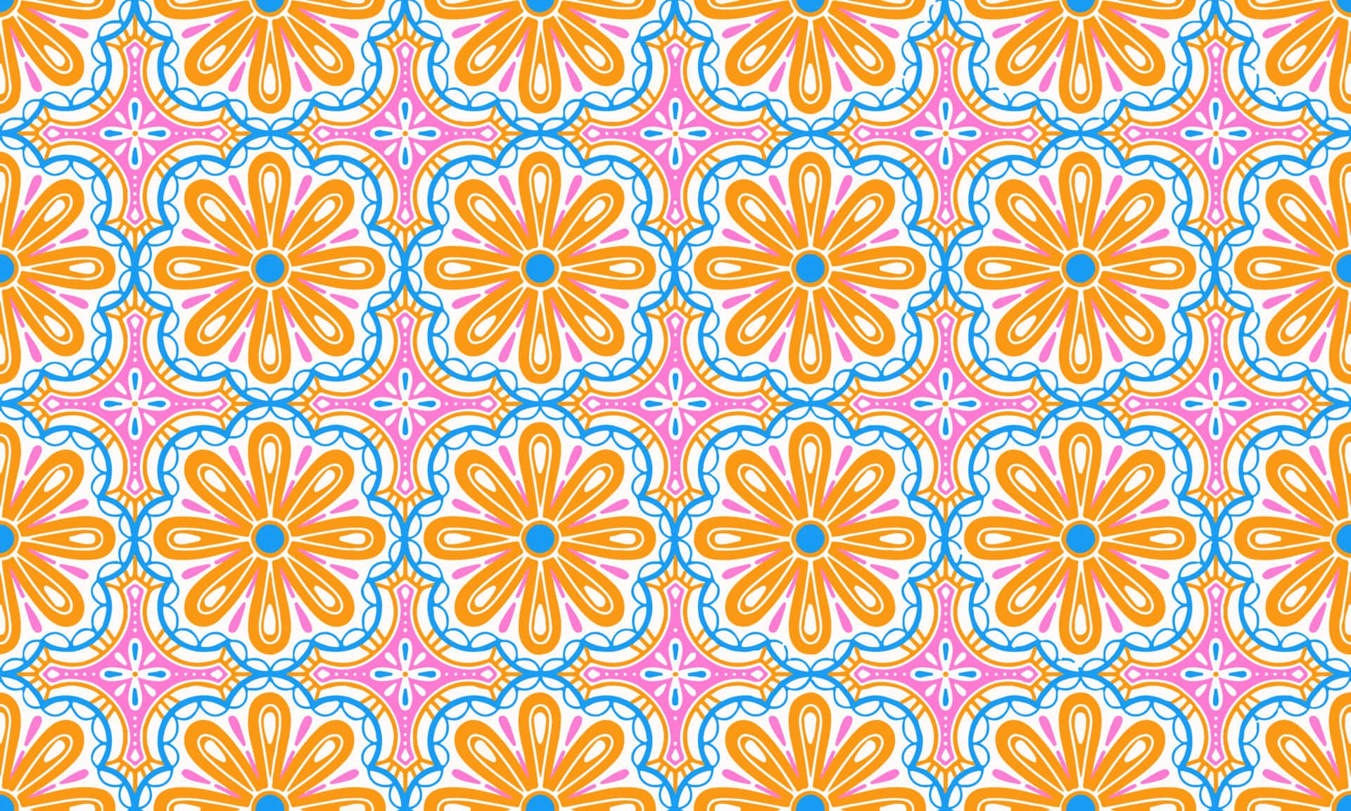 vibrant floral pattern, pink, orange, Full HD Desktop Wallpaper