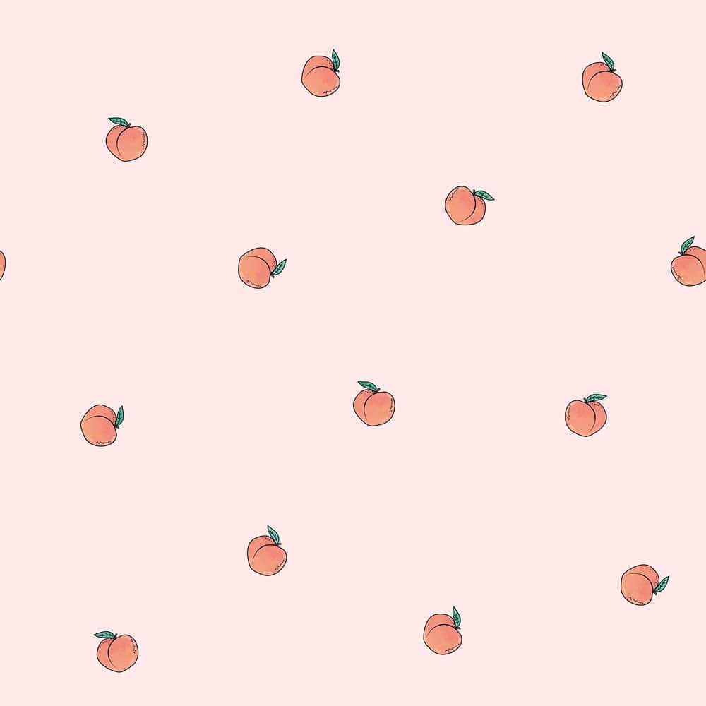 peach pattern, pink background, hand-drawn peach illustrations, SD Desktop Wallpaper