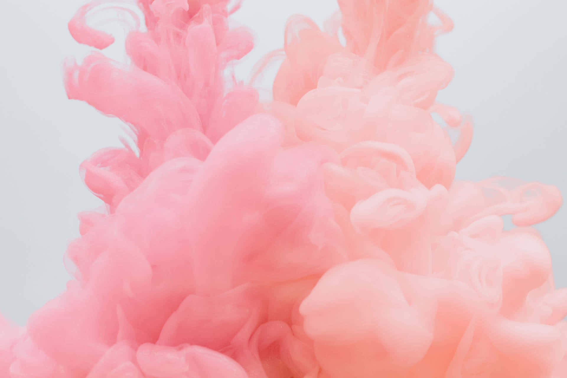 pink orange abstract clouds, soft pink ink swirls, pale gray background, Full HD Desktop Wallpaper