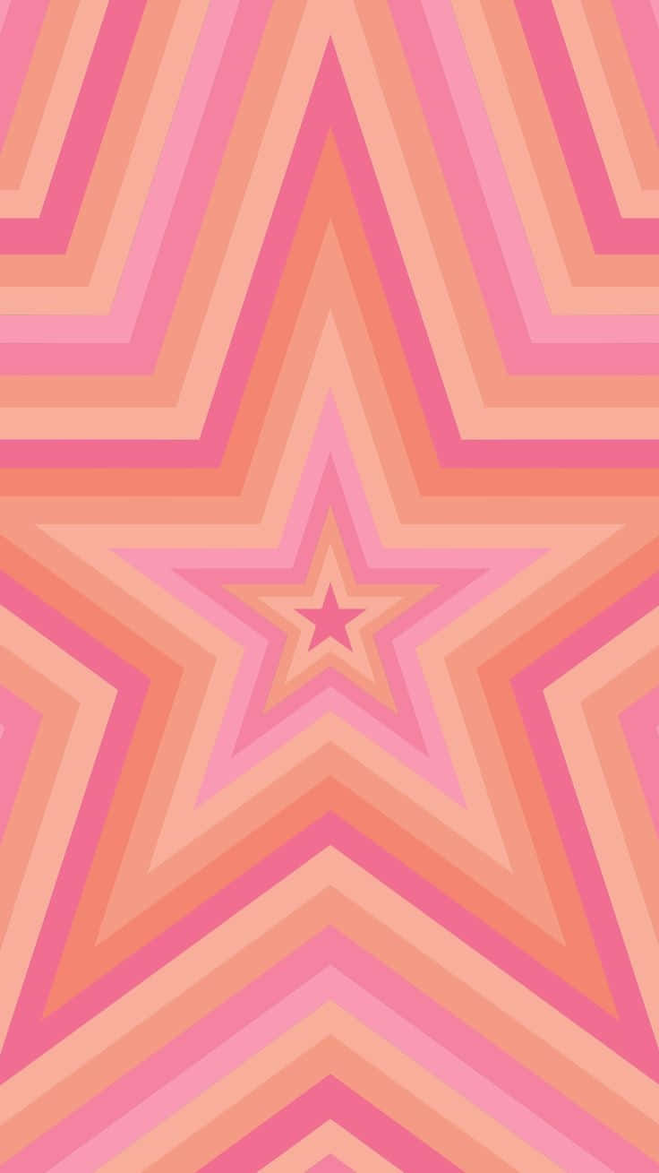 pink orange star pattern, concentric star shapes, radiating pink and peach stripes, HD Phone Wallpaper