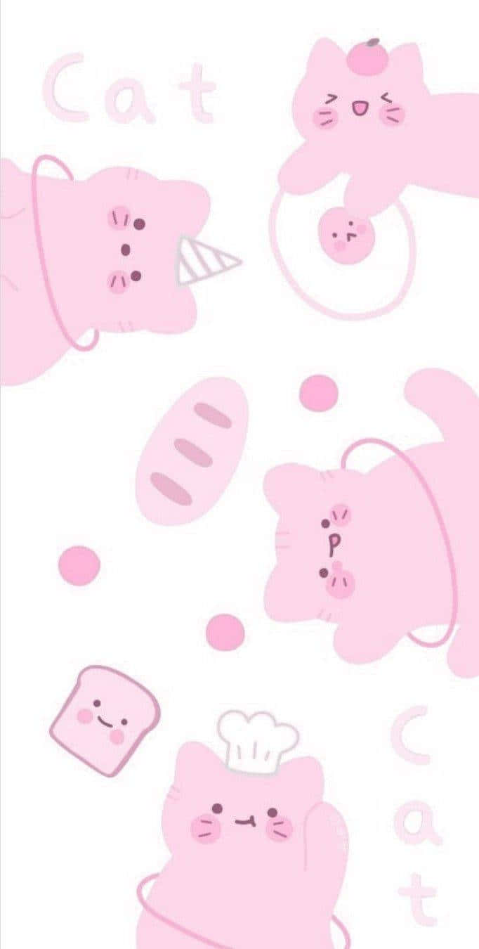 Cute Pink Cat, pink cartoon cats, unicorn horns, HD Phone Wallpaper